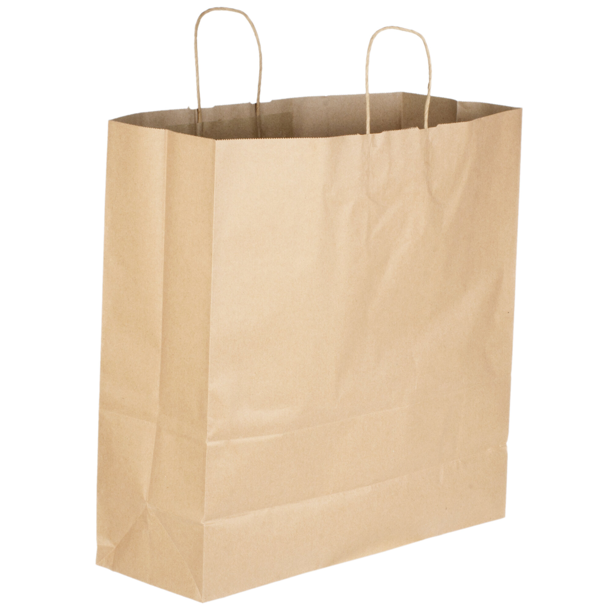 Jumbo 18" x 7" x 18 1/2" Natural Kraft Shopping Bag with Handles 200