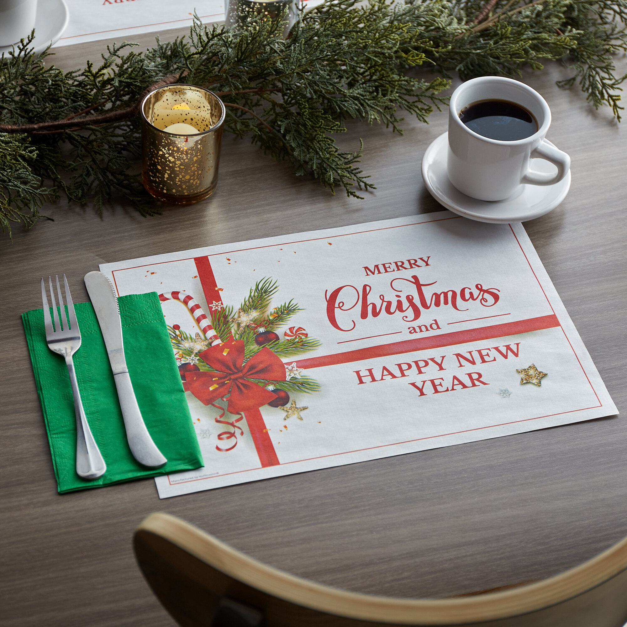 Hoffmaster 856795 10" x 14" Ornaments Placemat Combo Pack 250/Case