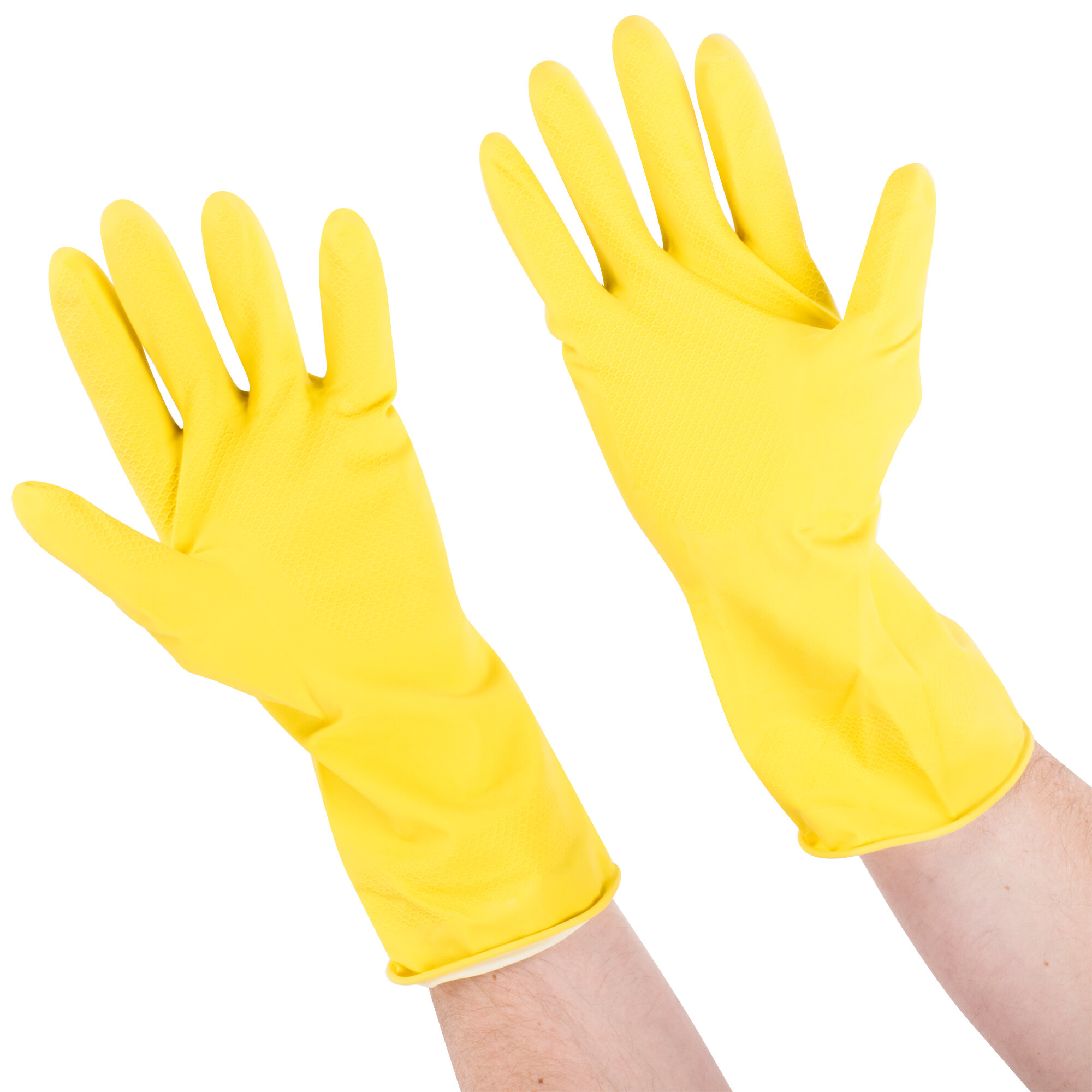 Large Multi Use Yellow Rubber Fully Lined Gloves Pair 12 Pack