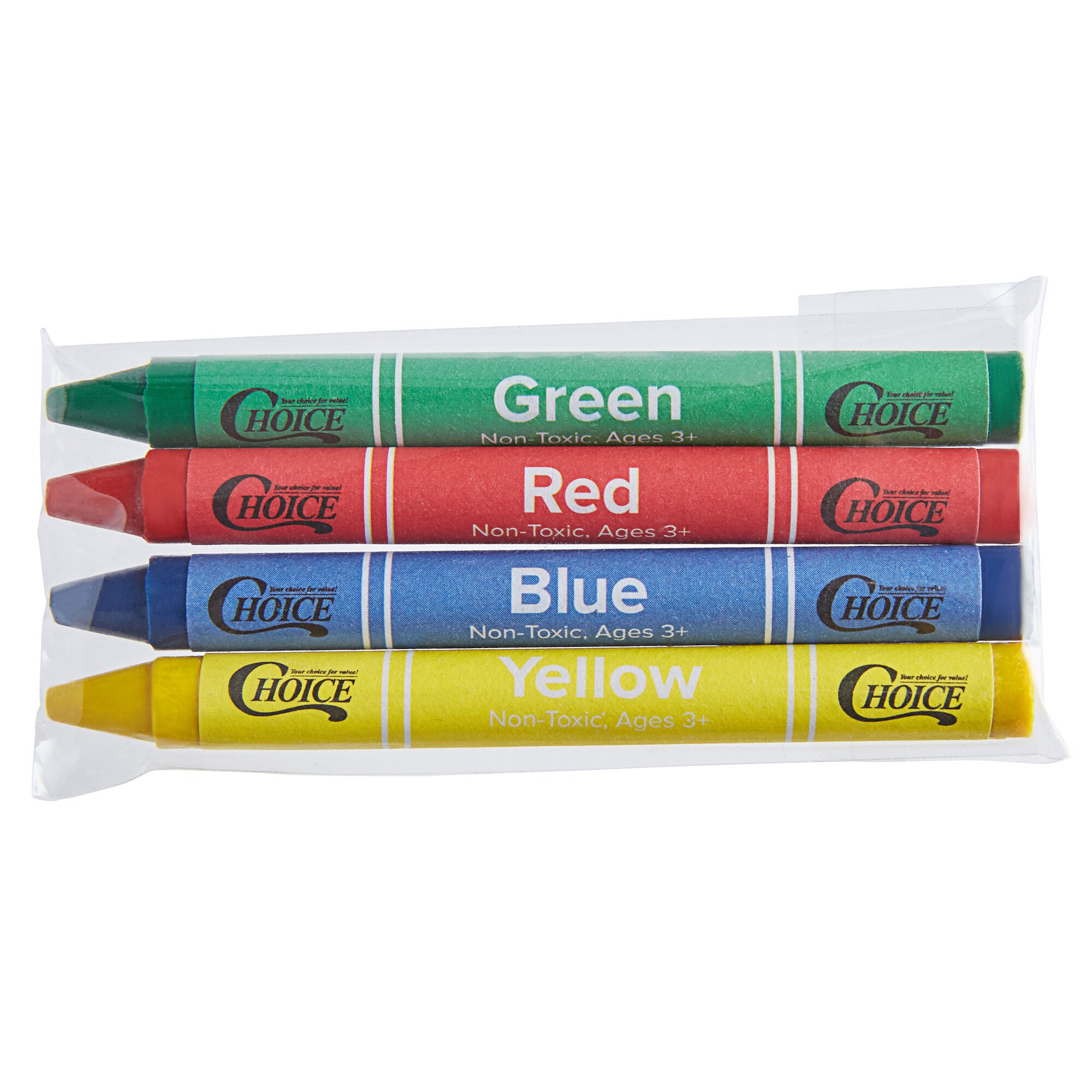 Choice 4 Pack Kids' Restaurant Crayons in Cello Wrap 1000/Case