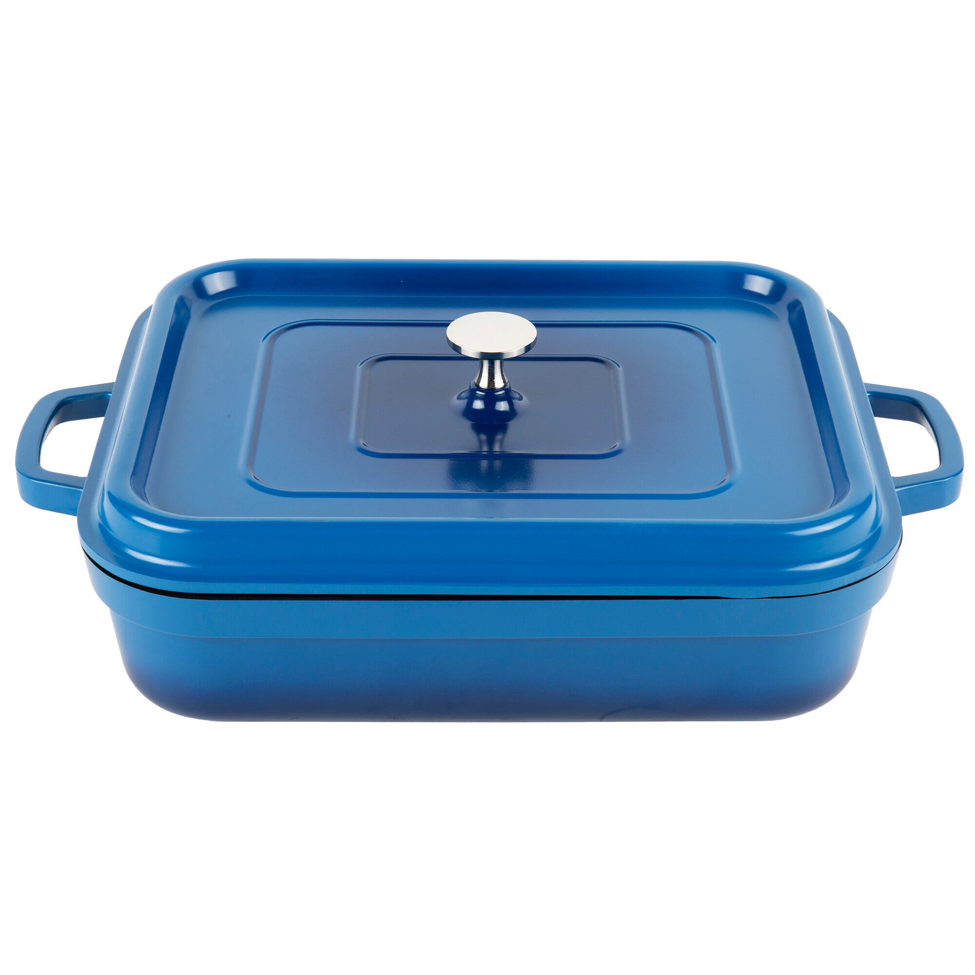 GET CA010CB/BK Heiss 5 Qt. Cobalt Blue Enamel Coated Cast Aluminum