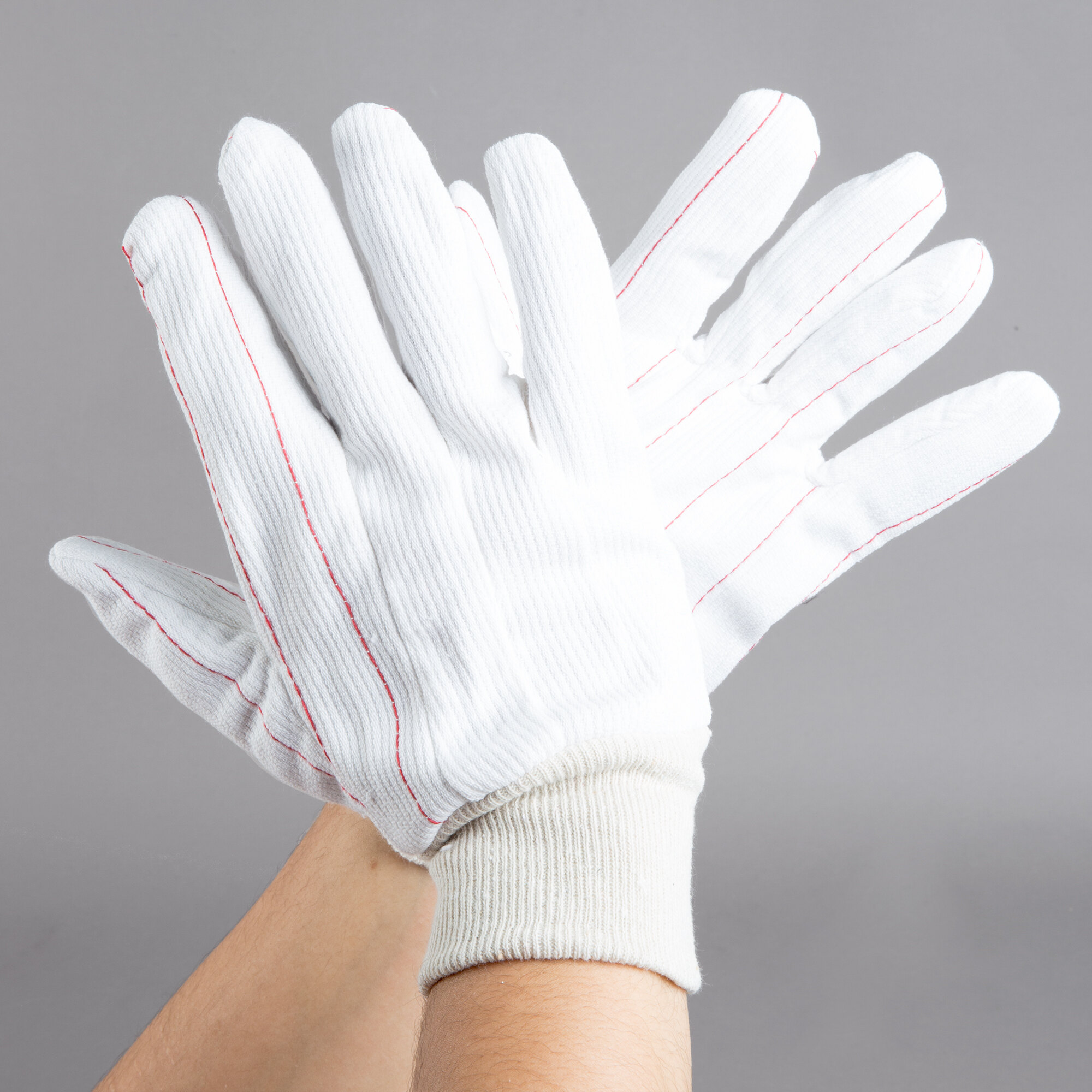 Natural Polyester / Cotton Double Palm Work Gloves Large Pair 12/Pack