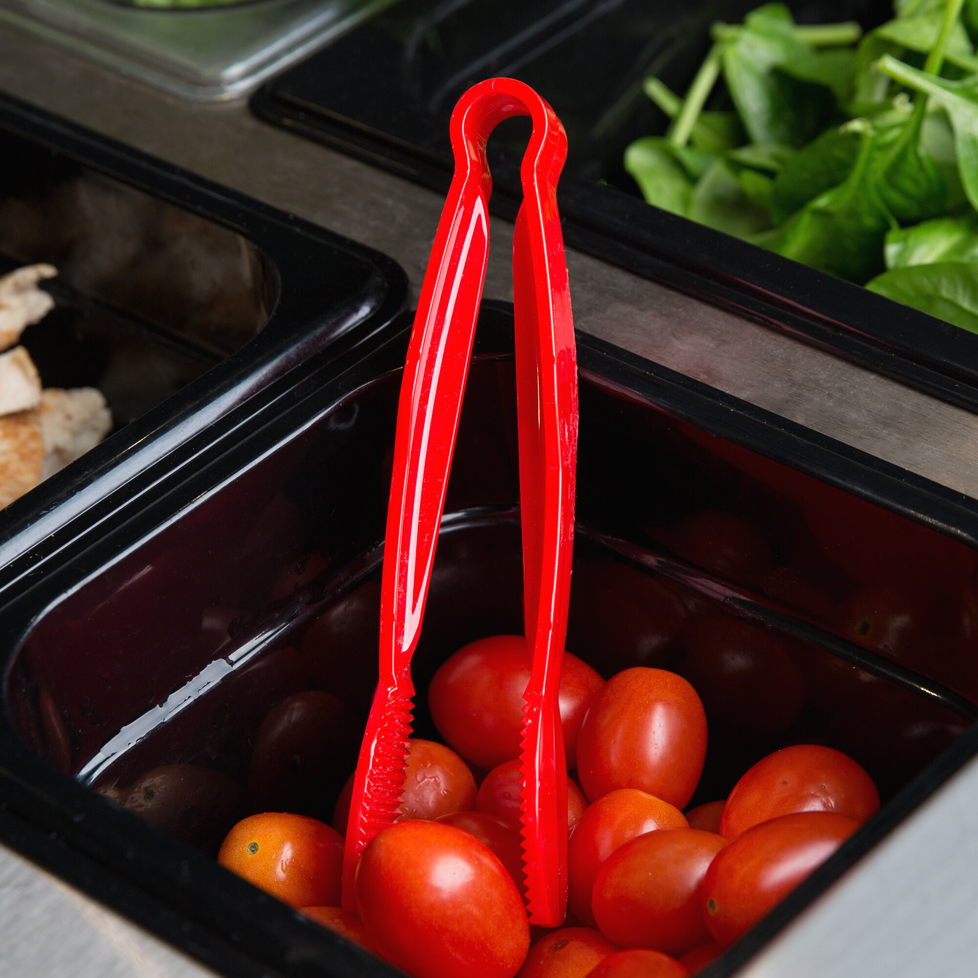 Cambro TG6404 Lugano 6" Red Flat Grip Plastic Tongs