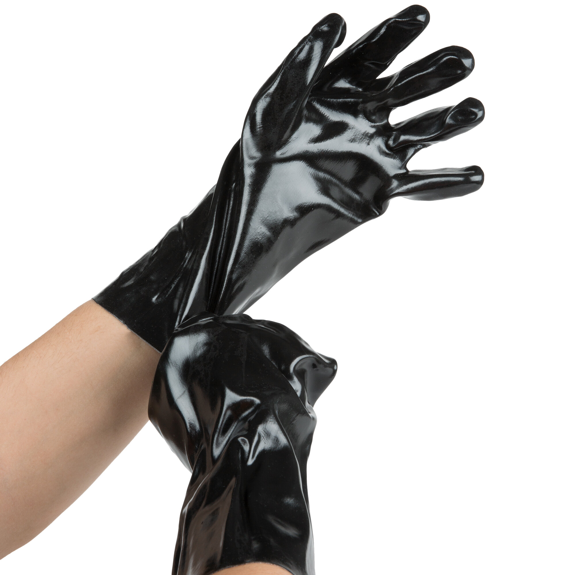 Black Smooth Supported 14 Pvc Gloves With Interlock Lining Large