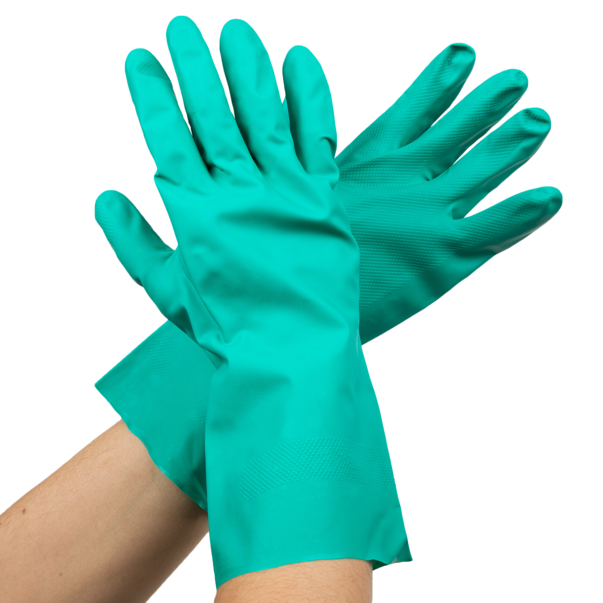 Premium 11Mil Green Embossed Unsupported Nitrile Gloves Medium