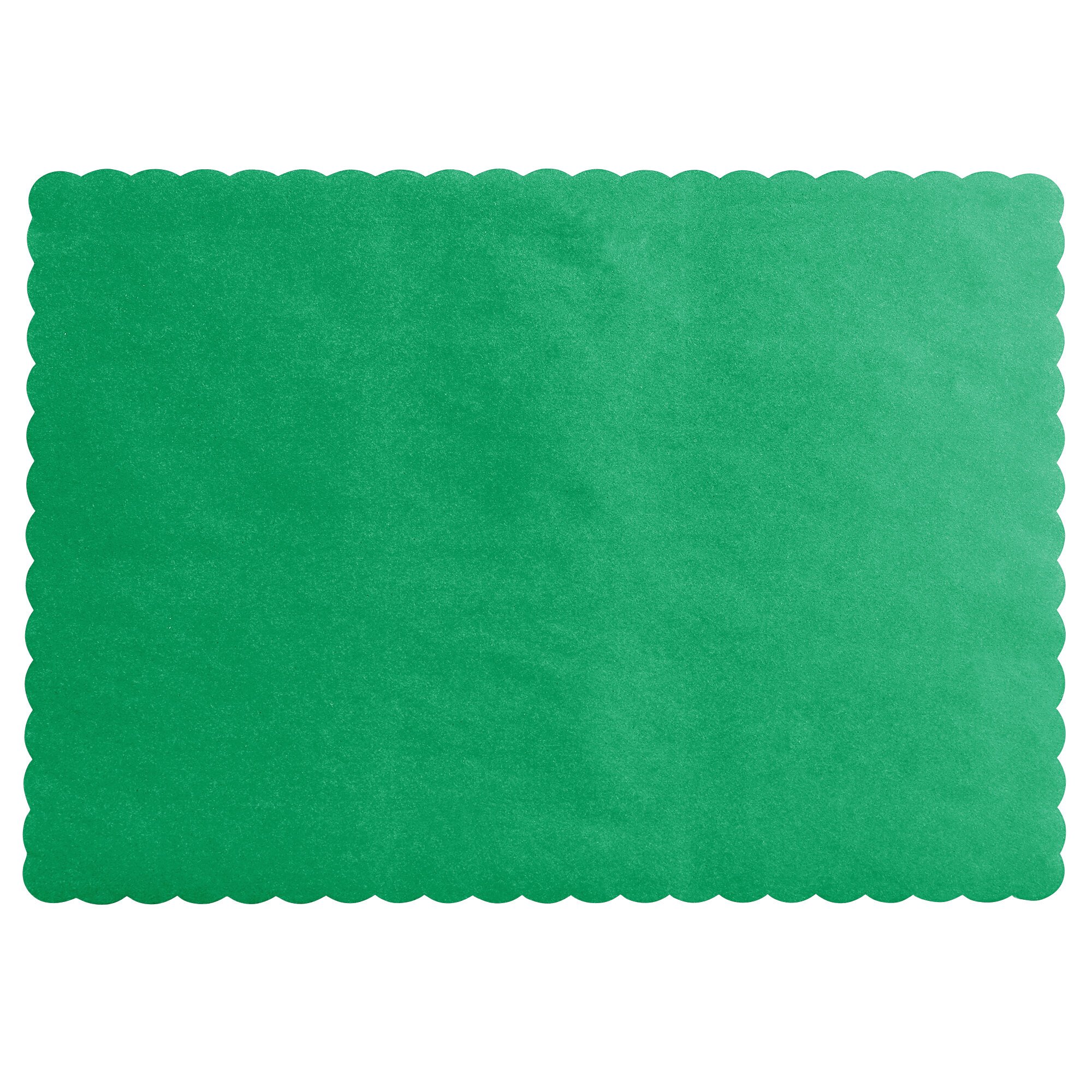 Choice 10" x 14" Green Colored Paper Placemat with Scalloped Edge 1000/Case