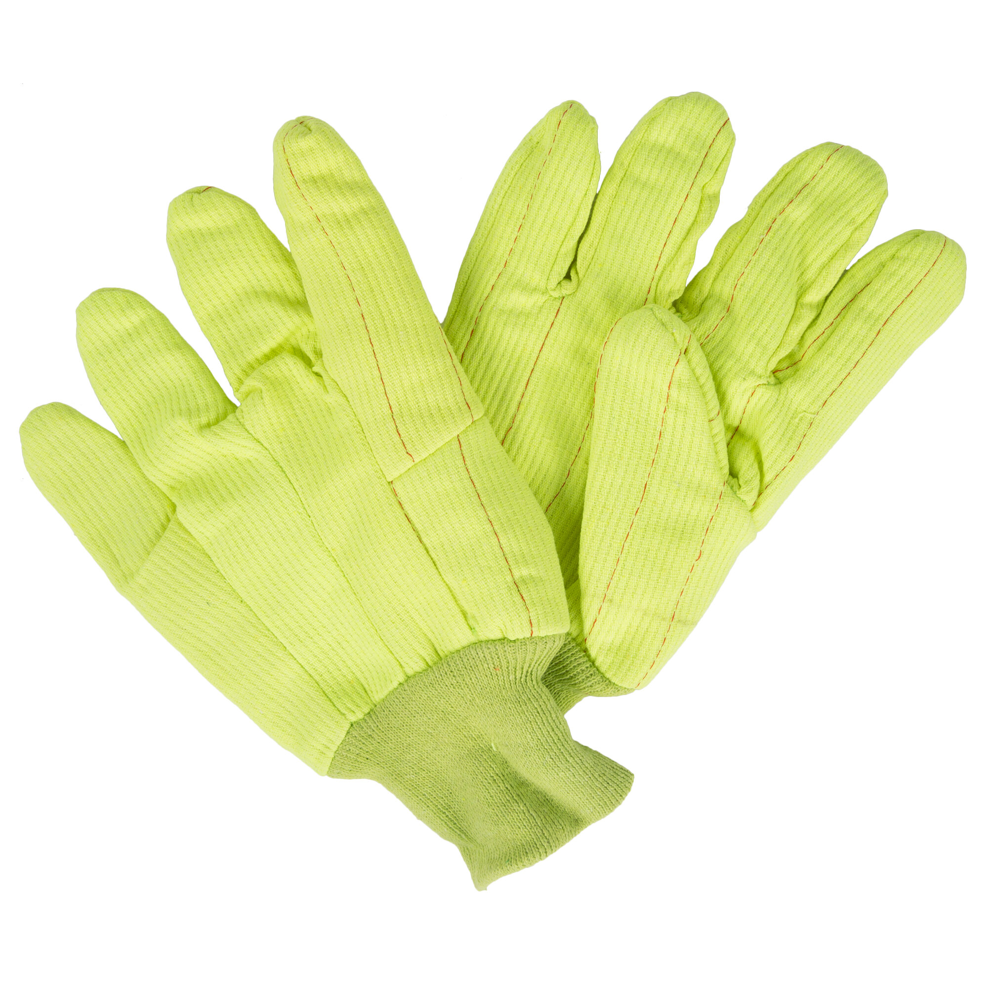 Hi-vis Yellow Polyester   Cotton Double Palm Work Gloves - Large - Pair 