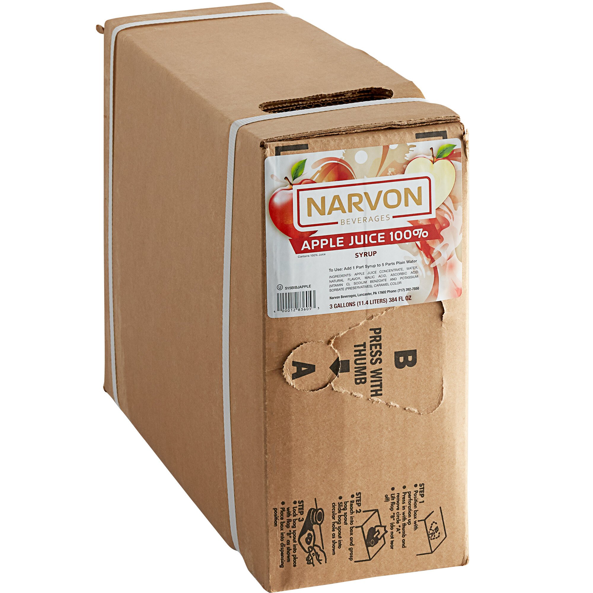 Narvon 3 Gallon Bag in Box Apple Juice Syrup