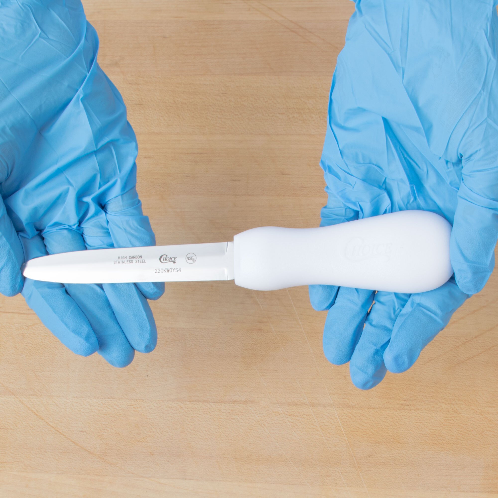 Choice 4" White Galveston Style Oyster Knife