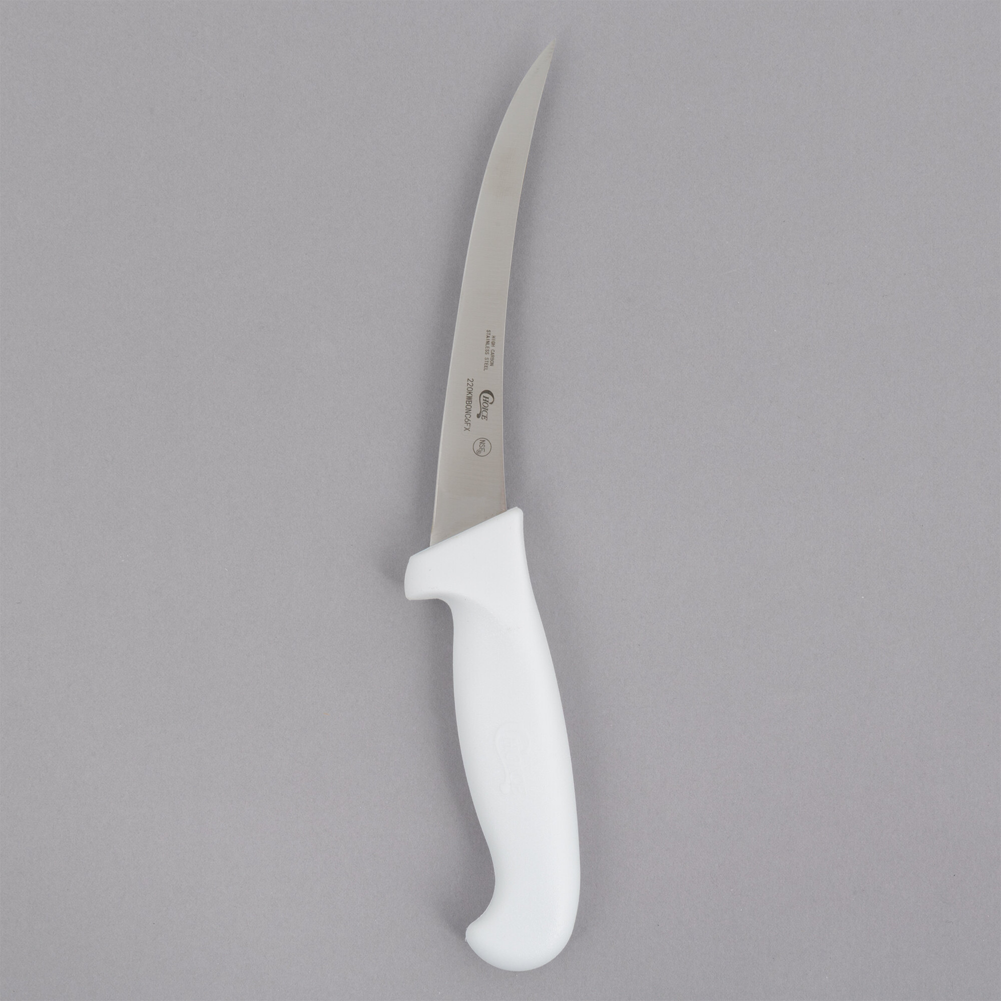 Choice 6" White Curved Flexible Boning Knife