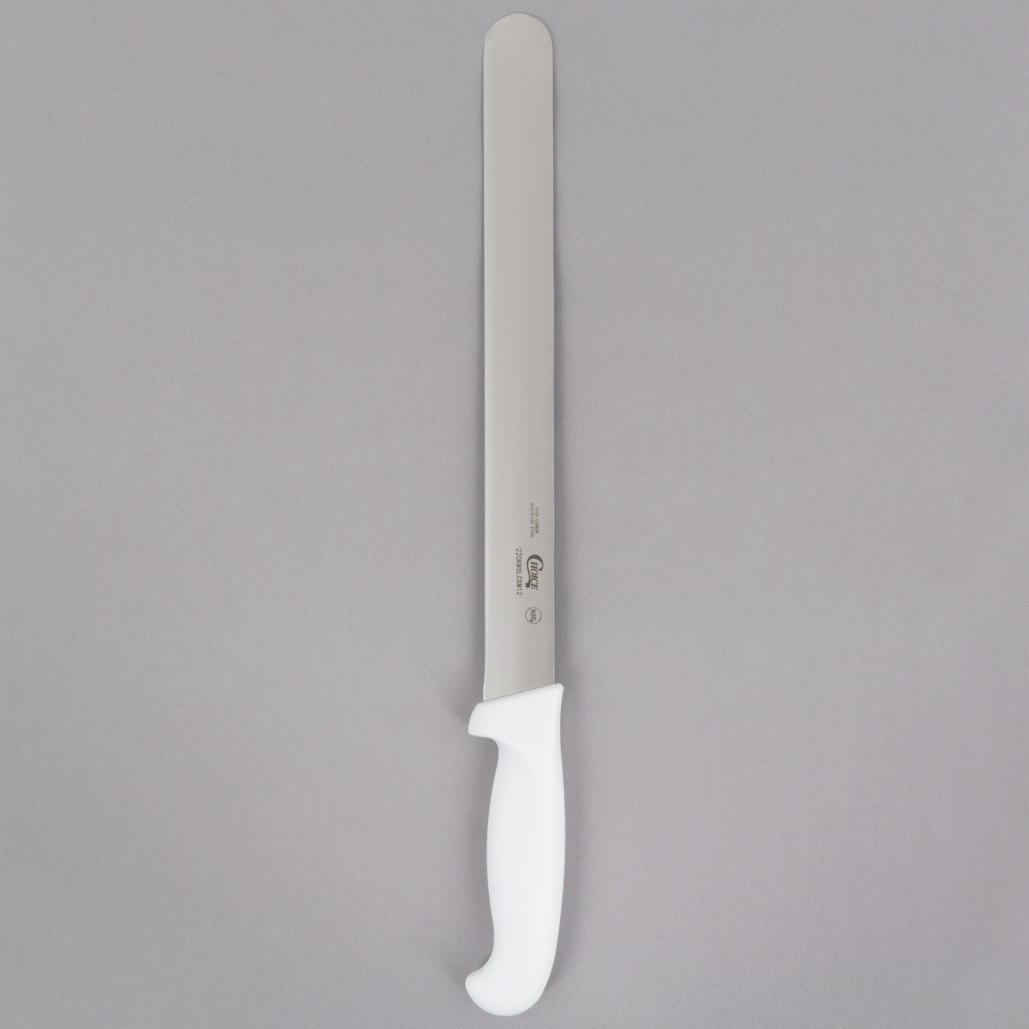 Choice 12" White Straight Edge Slicing Knife