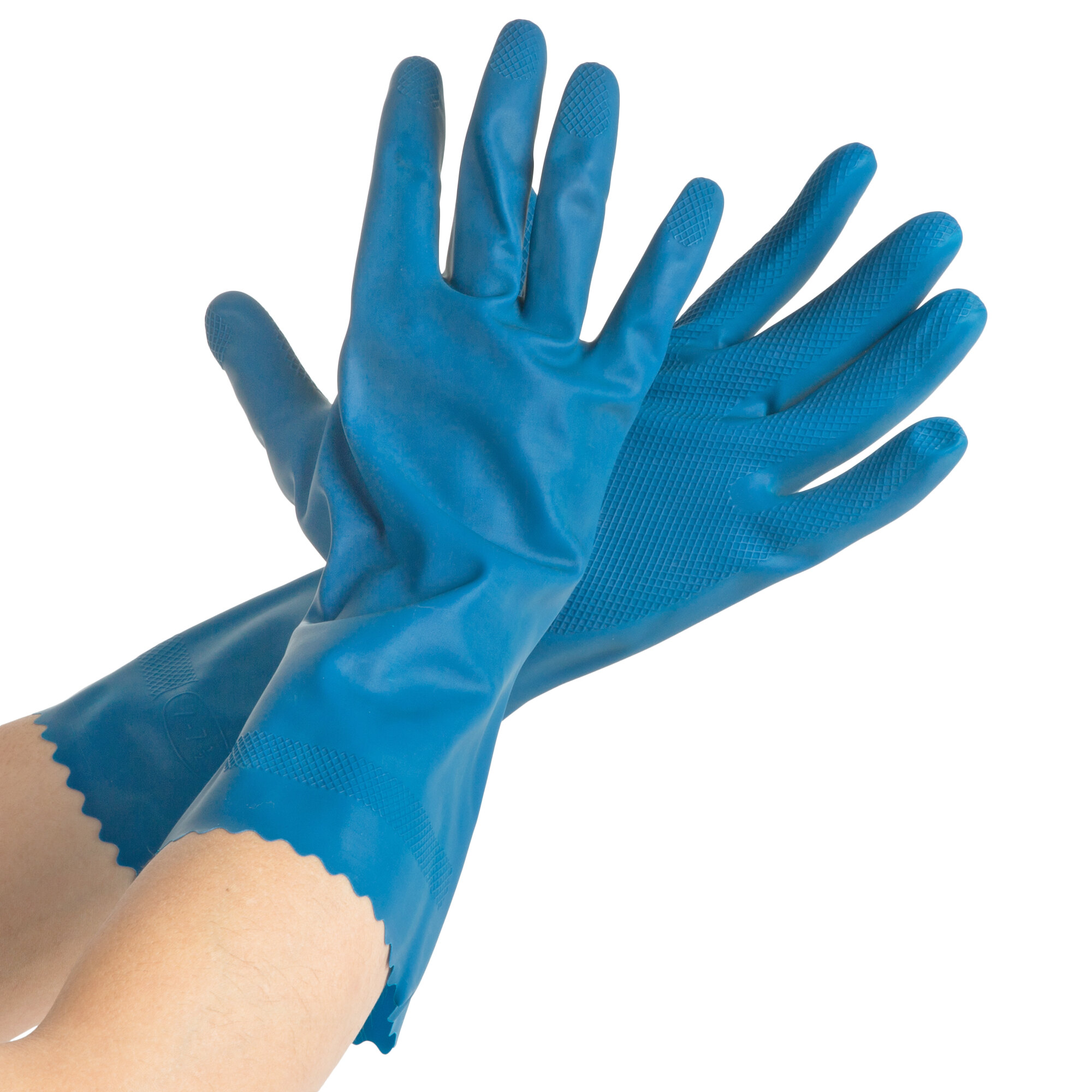 Premium 18Mil Blue Embossed Unsupported Latex Gloves Small Pair