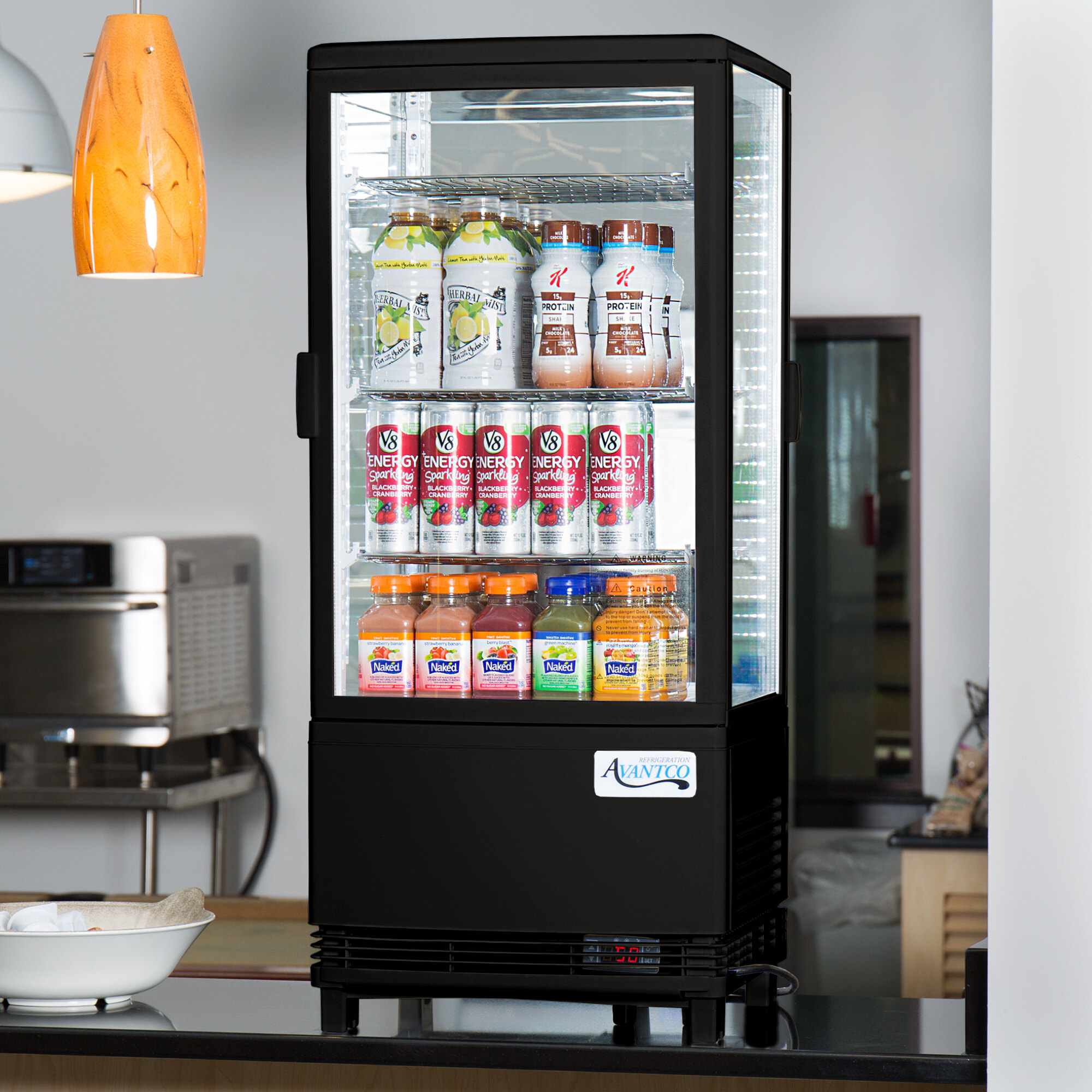 Avantco GSM32HC Black Glass Sided PassThrough Countertop Display