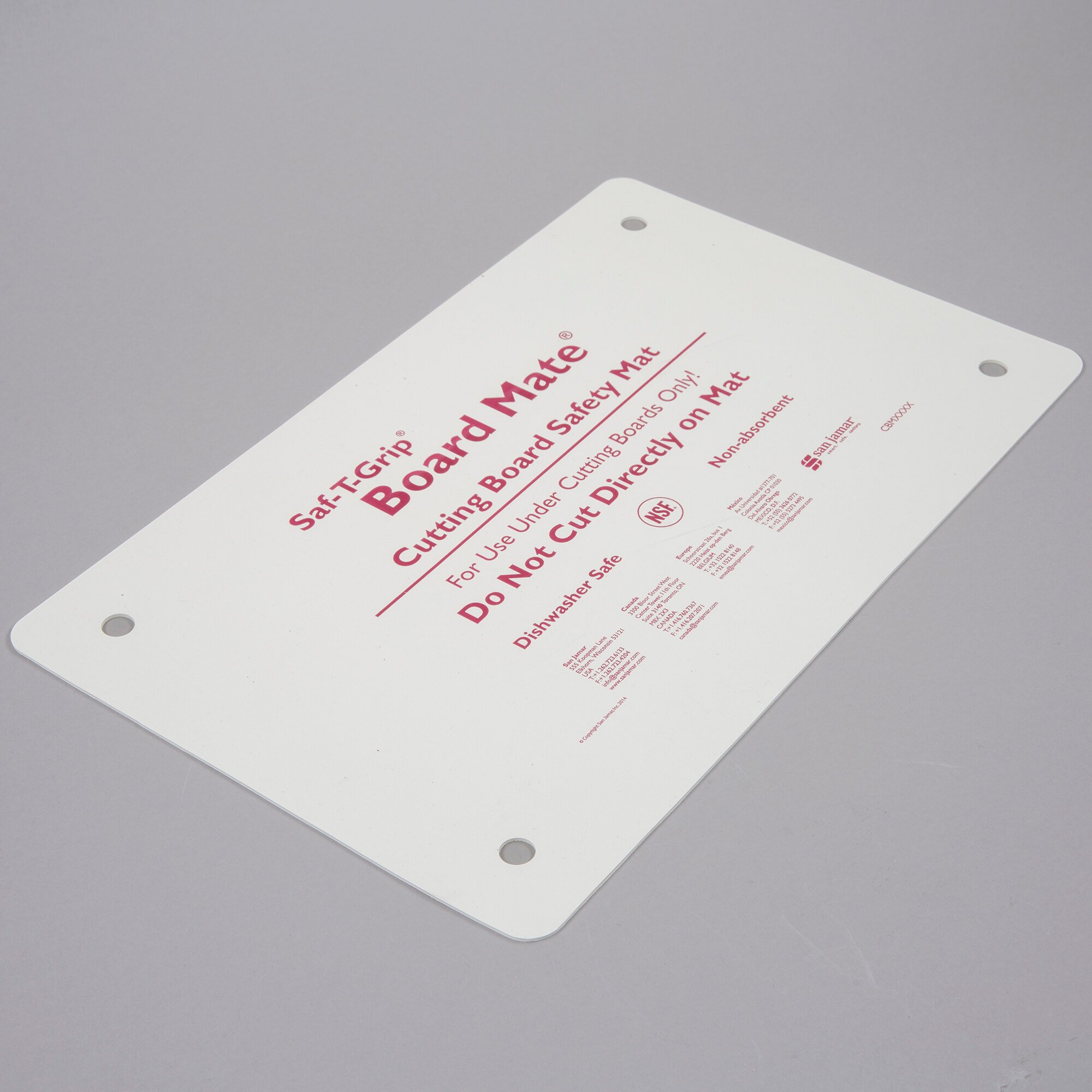 San Jamar CBM1016 SafTGrip BoardMate 16" x 10" White Cutting Board Mat