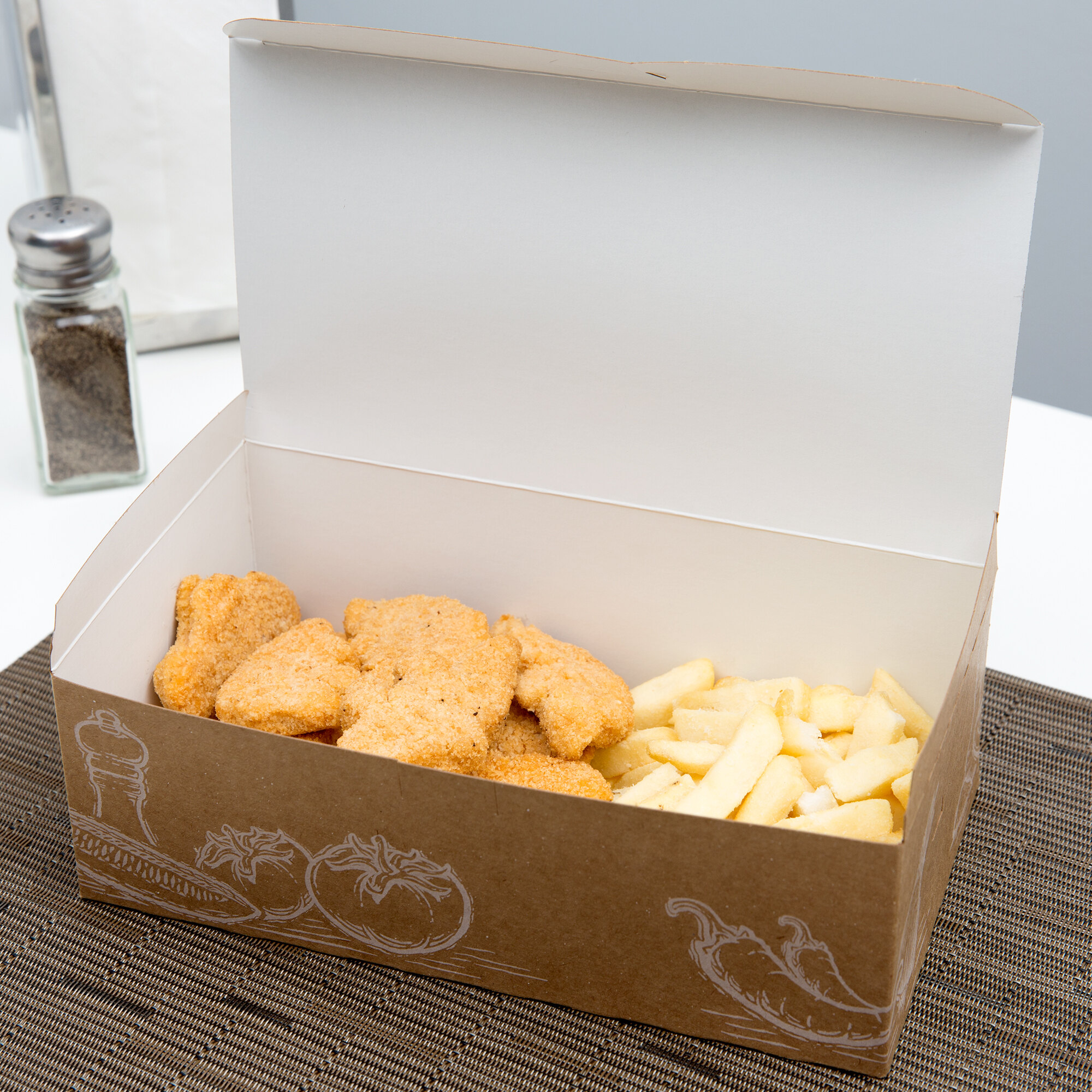 9" x 5" x 3" Take Out Lunch / Snack / Chicken Box with Fresh Print