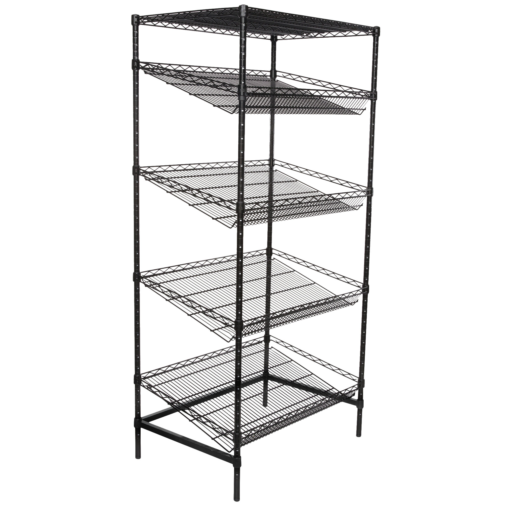 Regency Black Epoxy 5Shelf Angled Stationary Merchandising Rack 24