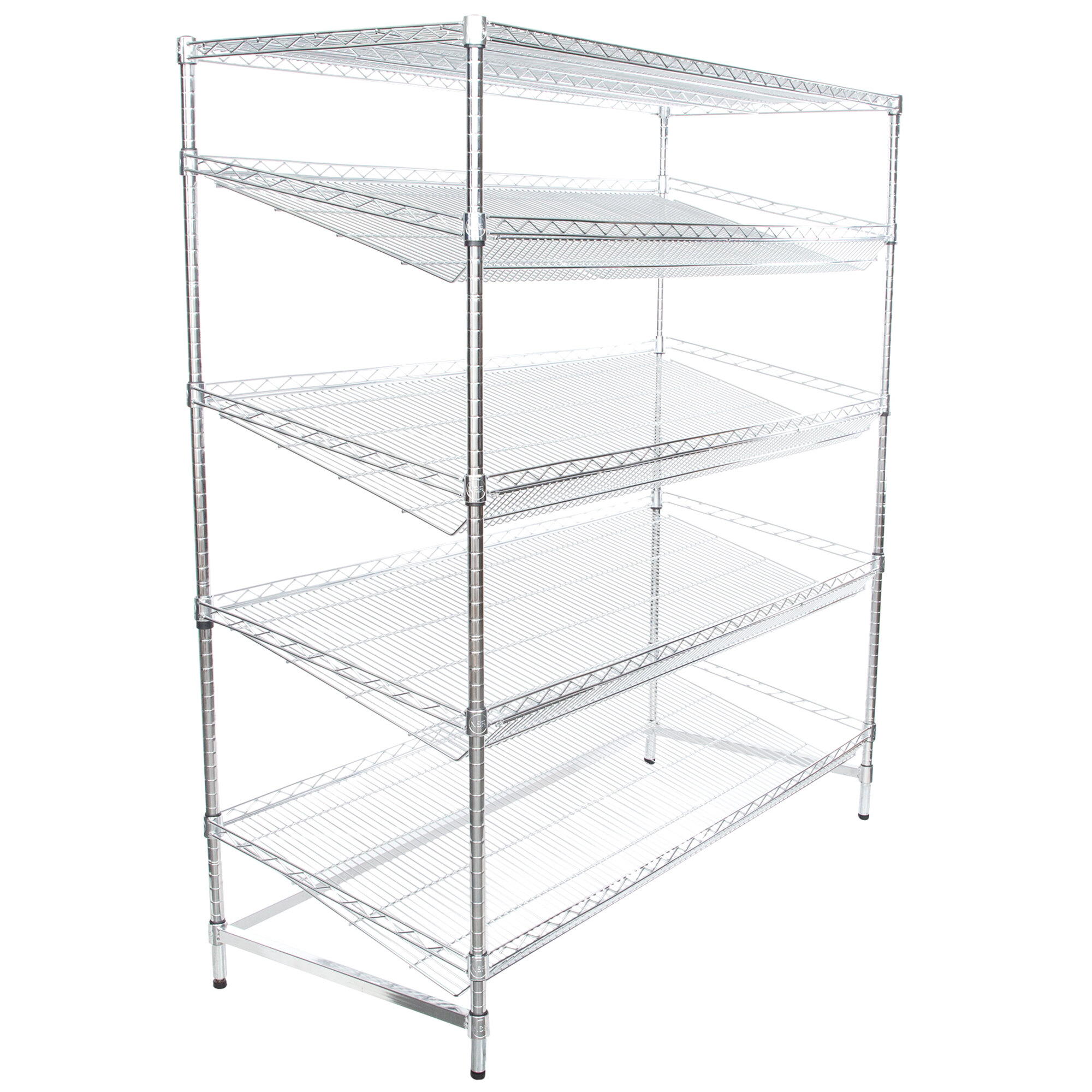Regency Chrome 5-Shelf Angled Stationary Merchandising Rack - 24