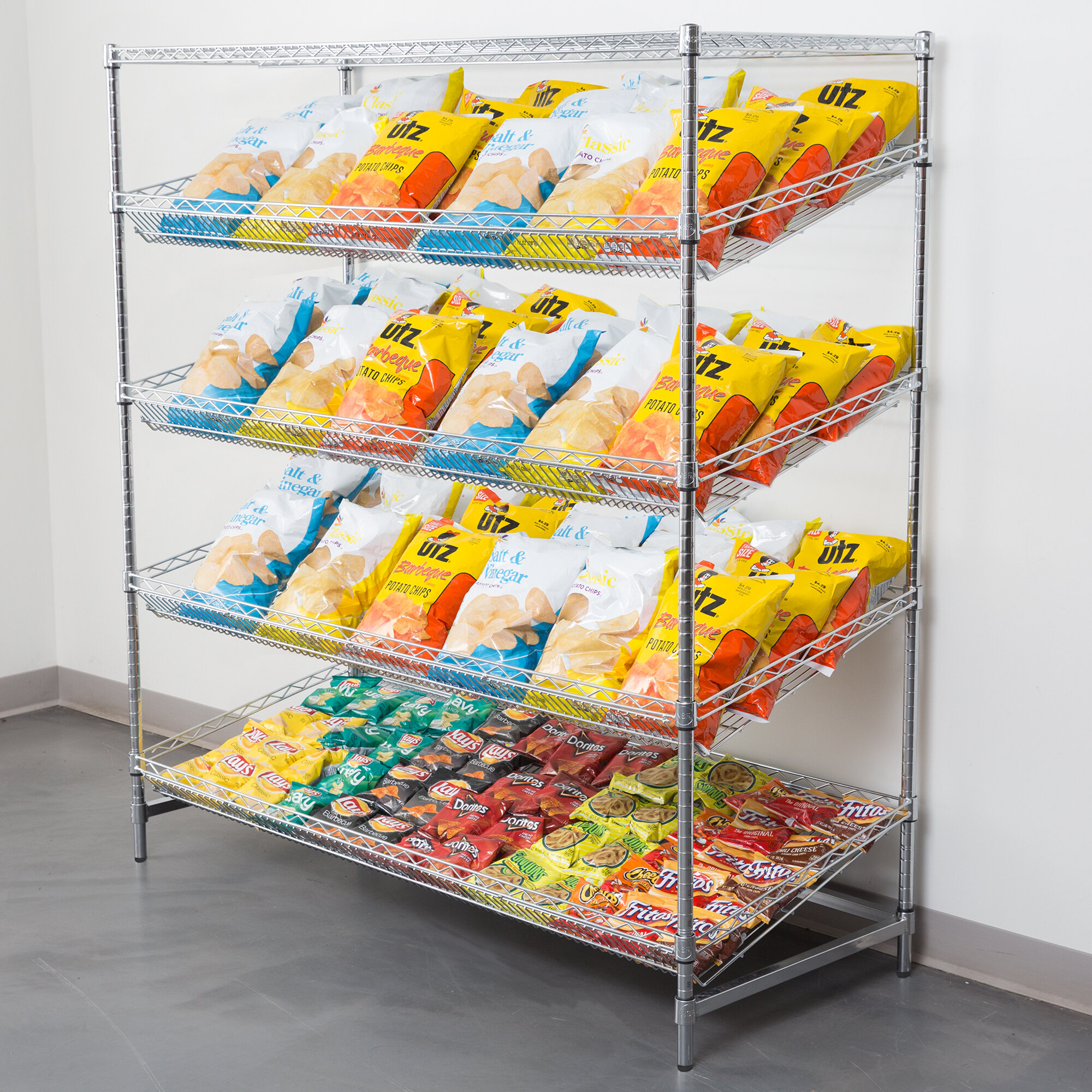 Regency Chrome 5Shelf Angled Stationary Merchandising Rack 24" x 60