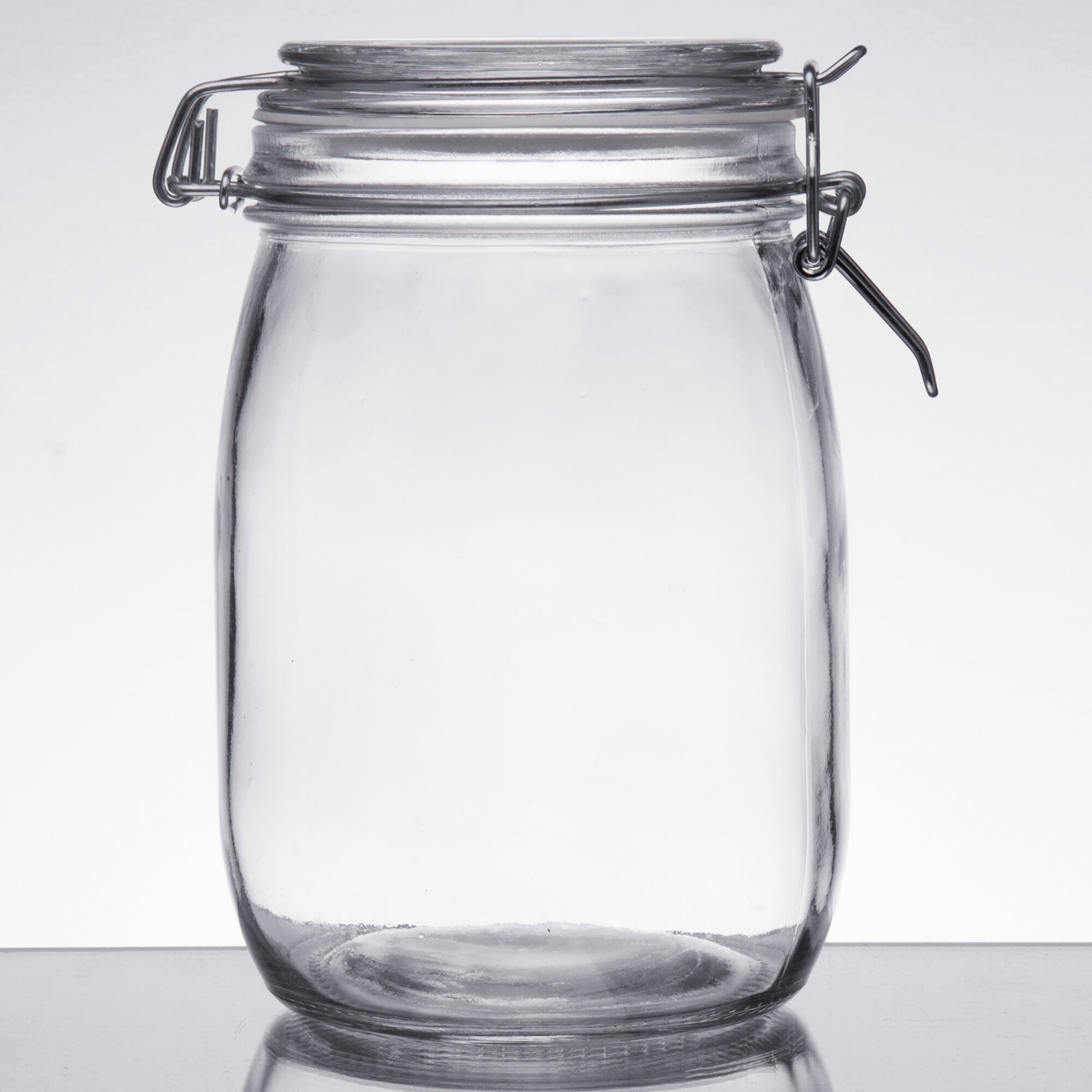 Choice 34 oz. Hinge Top Glass Storage Jar 4/Pack