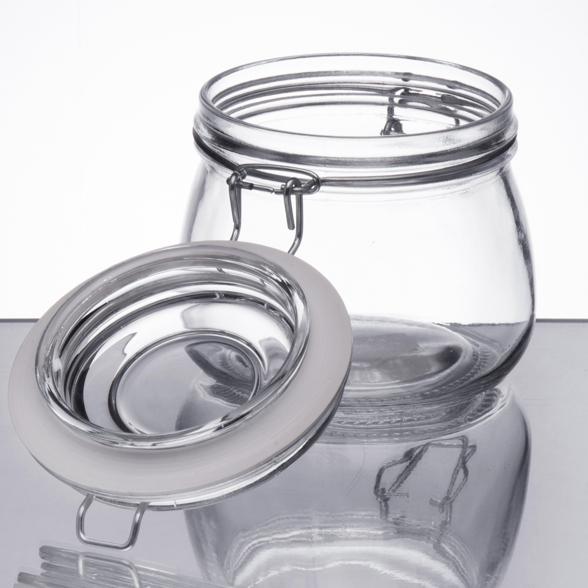 Choice 17 oz. Hinge Top Glass Storage Jar 4/Pack