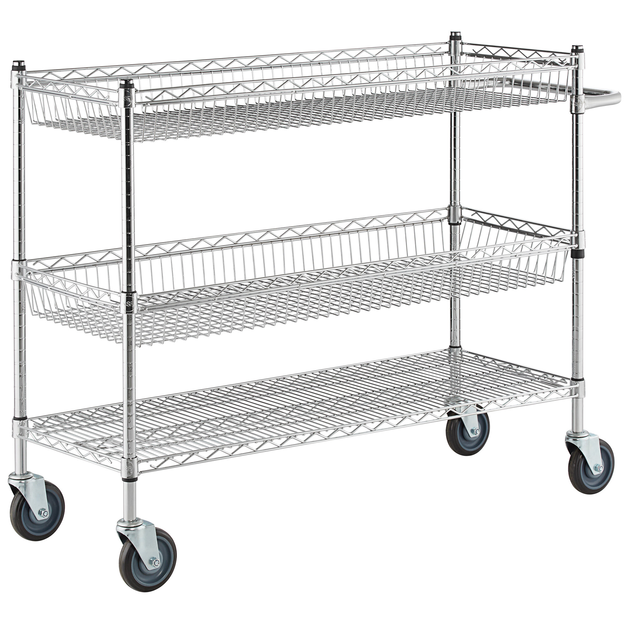 Regency Chrome Two Basket and One Shelf Utility Cart - 18