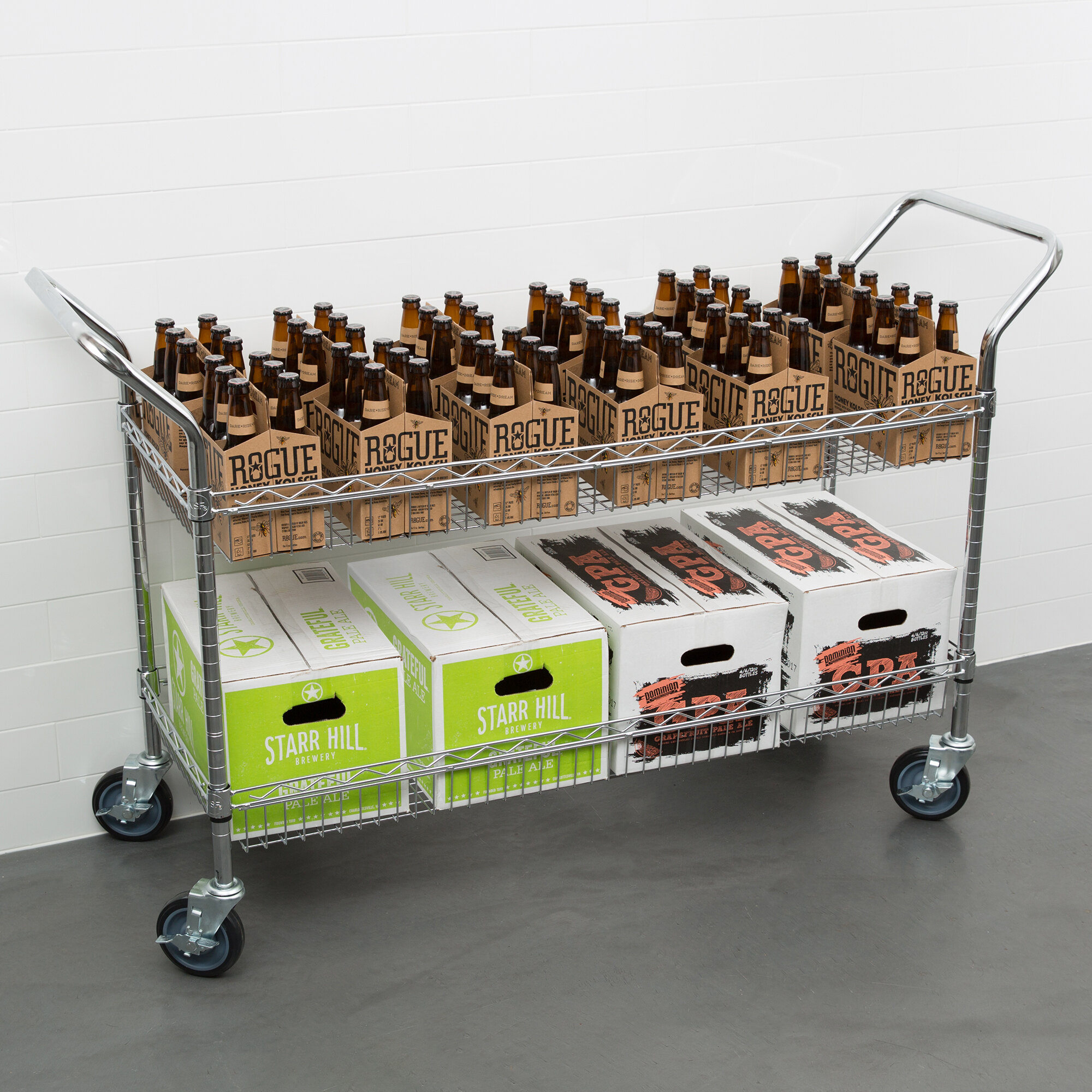 Regency Chrome Two Basket Utility Cart 18" x 48" x 36"