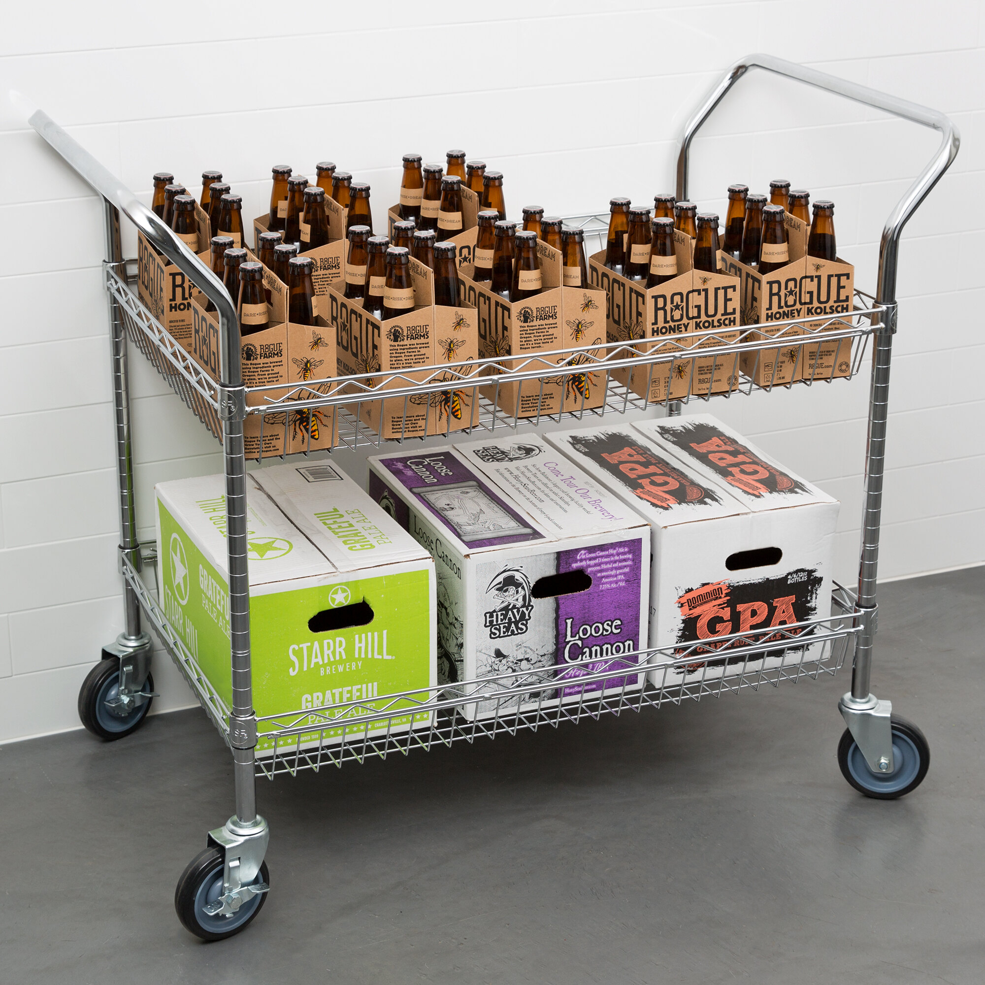 Regency Chrome Two Basket Utility Cart 24" x 36" x 36"