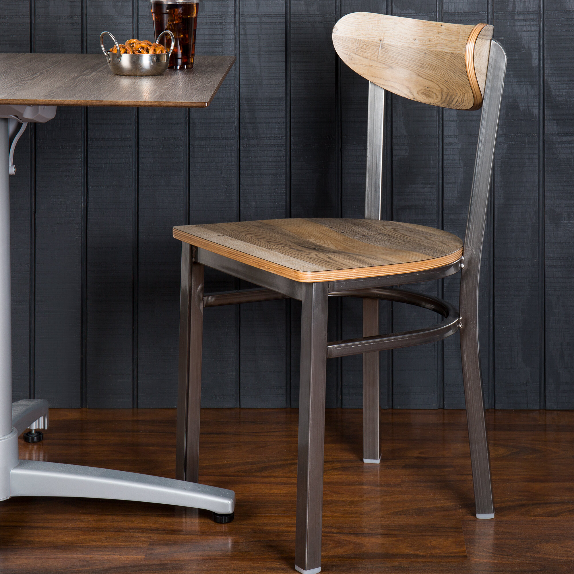 Lancaster Table & Seating Boomerang Clear Coat Chair with Driftwood Seat and Back