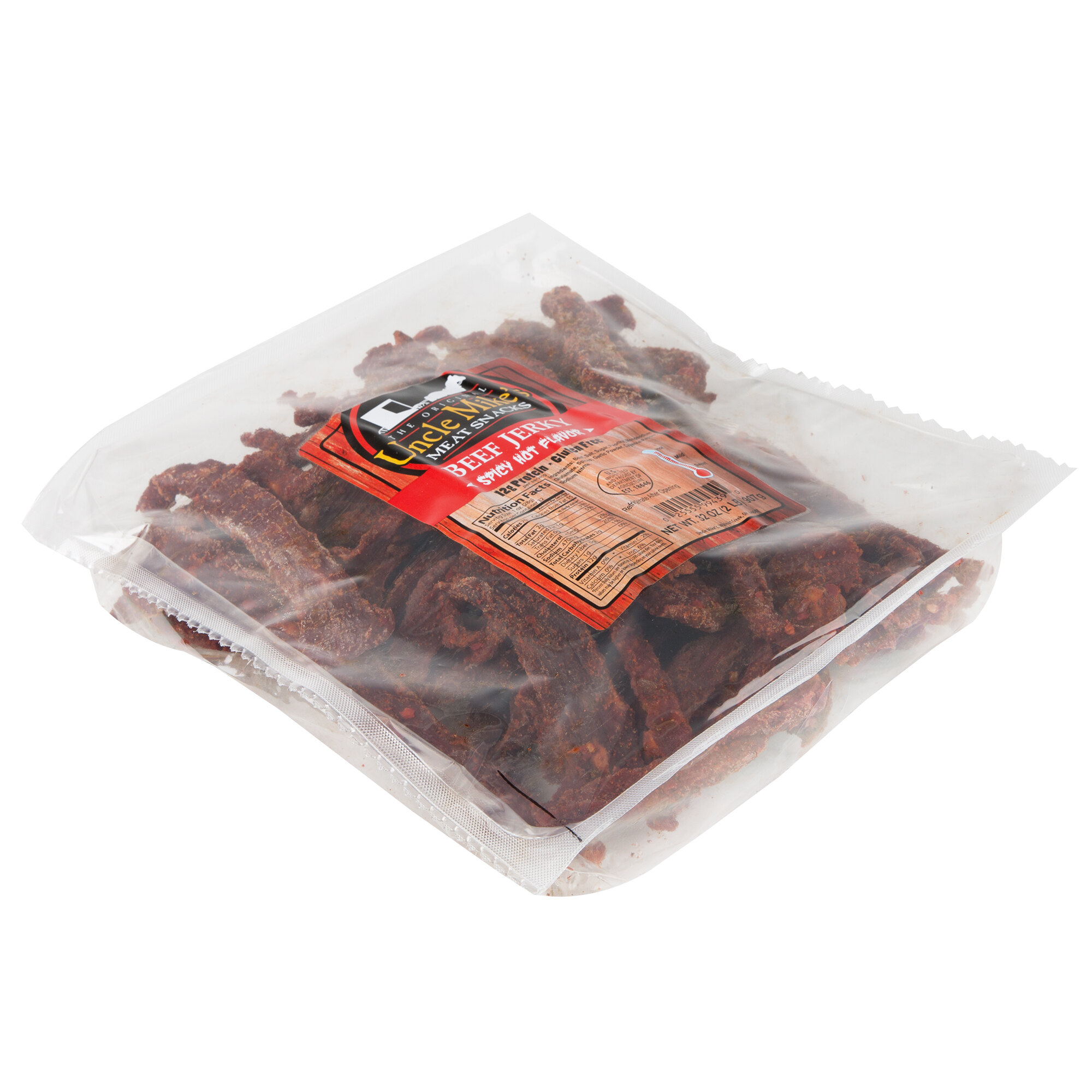 Uncle Mike's Spicy Hot Beef Jerky 2 lb. Bag 4/Case
