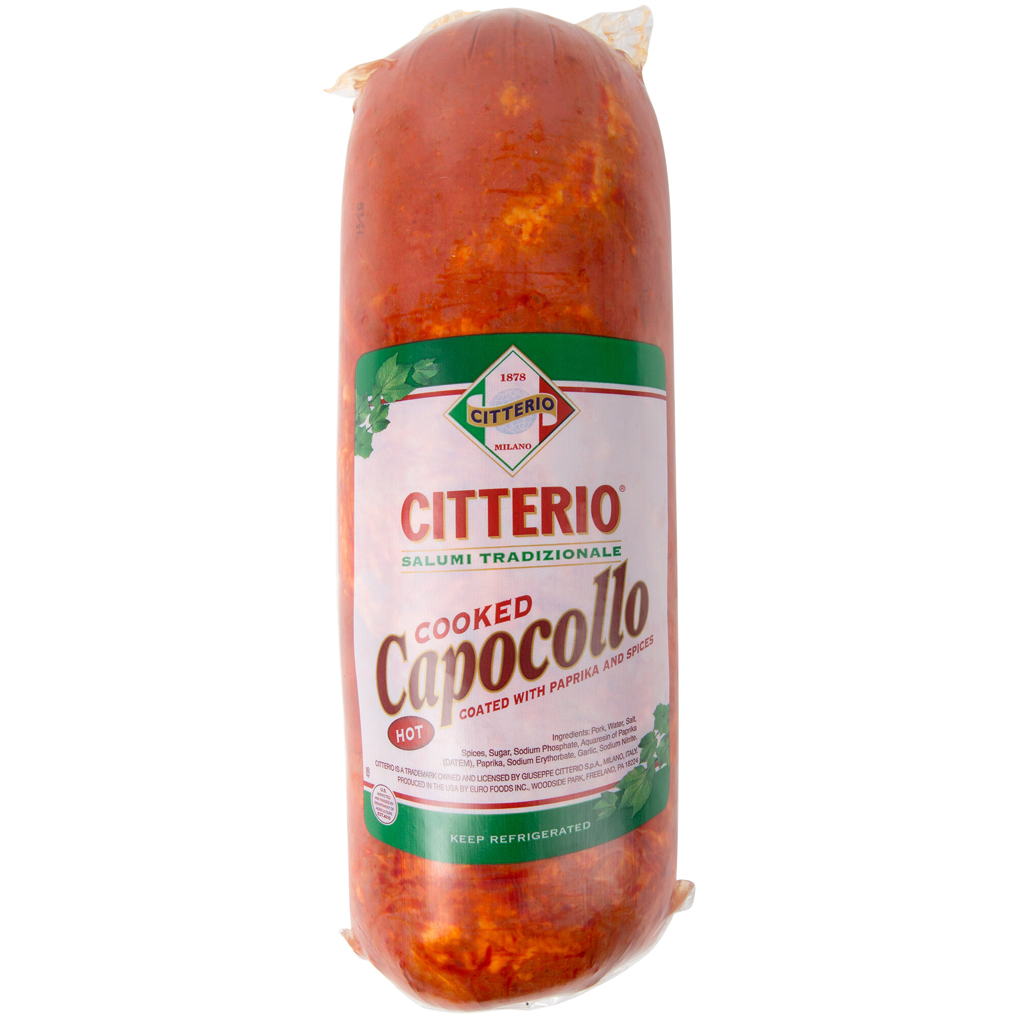 Citterio Hot Capocollo Fully Cooked (4 lb. Stick)