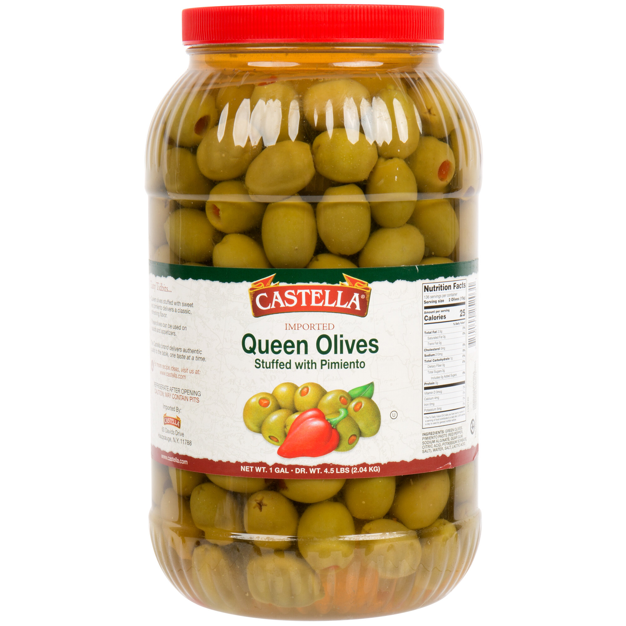 Castella 1 Gallon Stuffed Queen Olives 110/120 Count