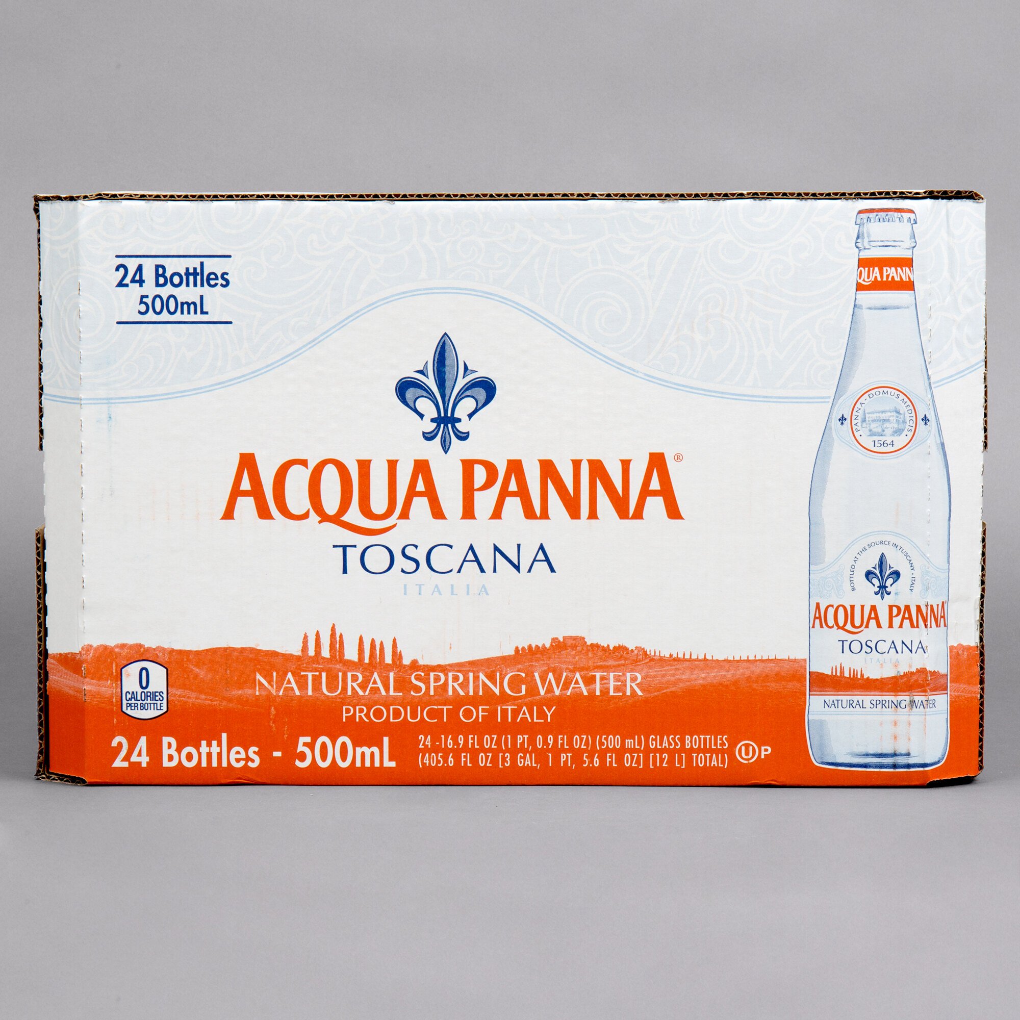 Download Acqua Panna Spring Water in Glass Bottles 500 mL - 24/Case