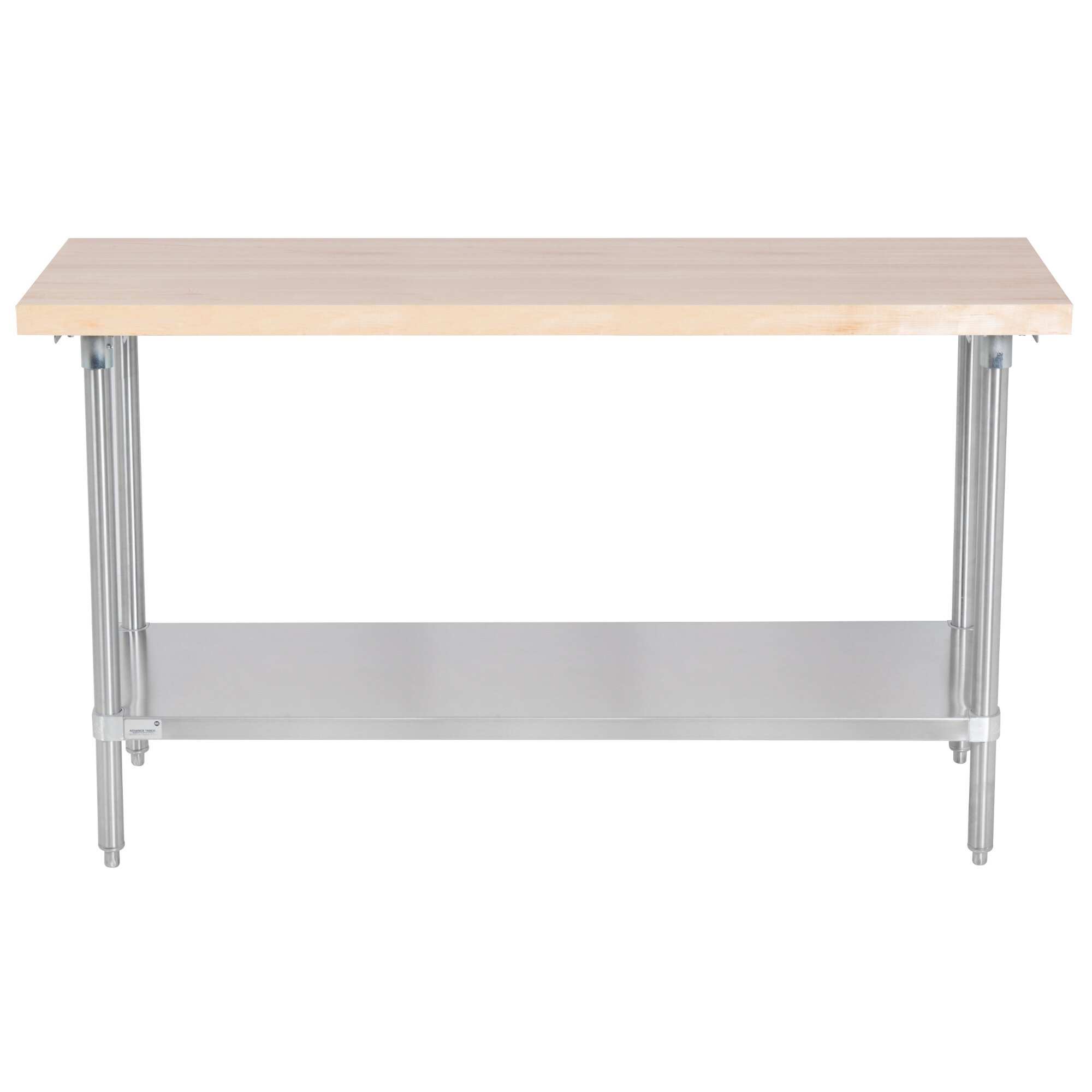Advance Tabco H2S-245 Wood Top Work Table with Stainless Steel Base and