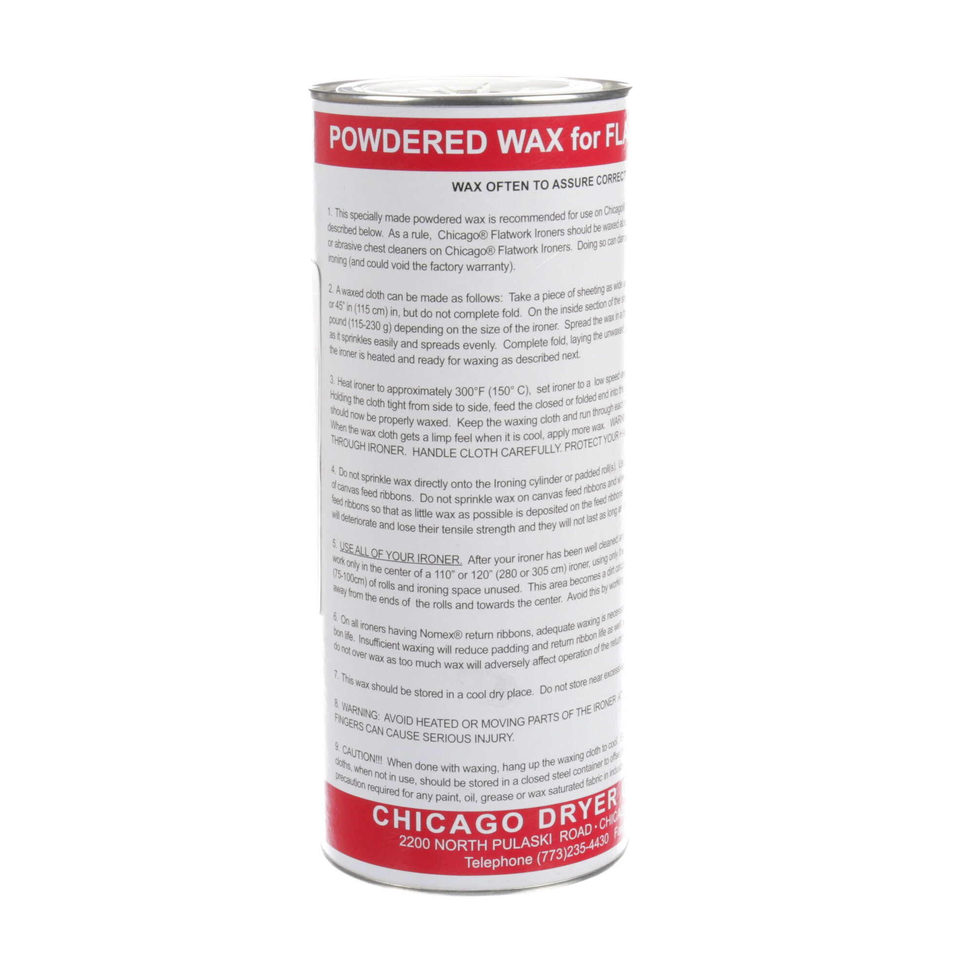 Chicago Dryer 400600001 Powdered Wax 1.5lb