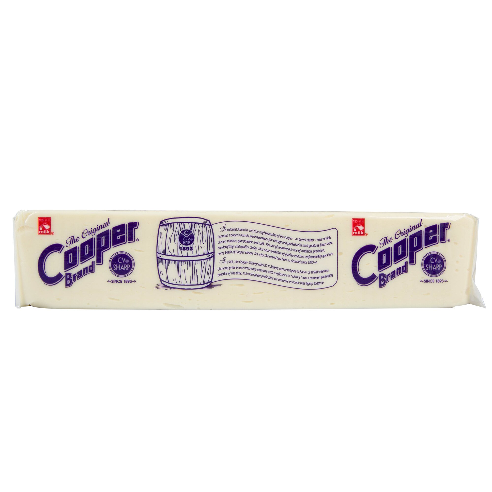 Cooper® Cheese CV Sharp White American Cheese 5 lb. Solid Block