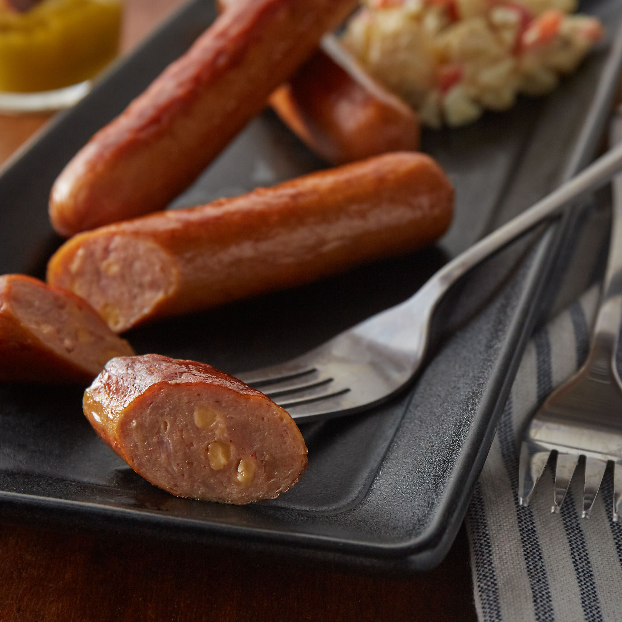 Kunzler 6 lb. Pack 6/1 Size Fully Cooked Bacon Cheddar Sausage 2/Case