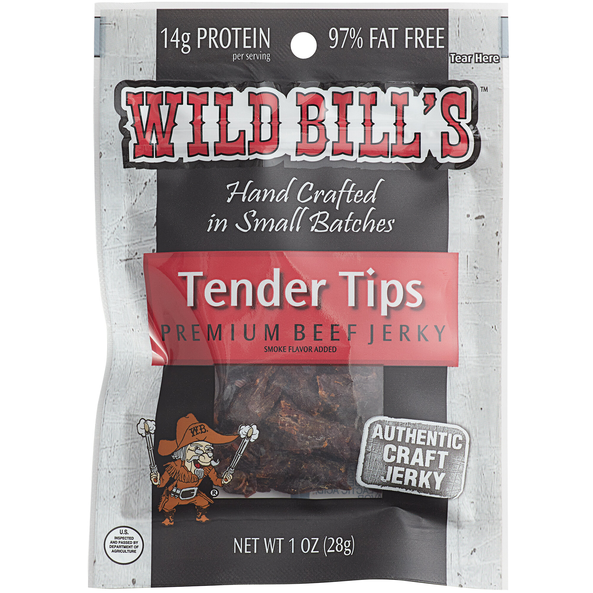 Wild Bill's 1 oz. Hickory Smoked Tender Tips Beef Jerky 12/Case