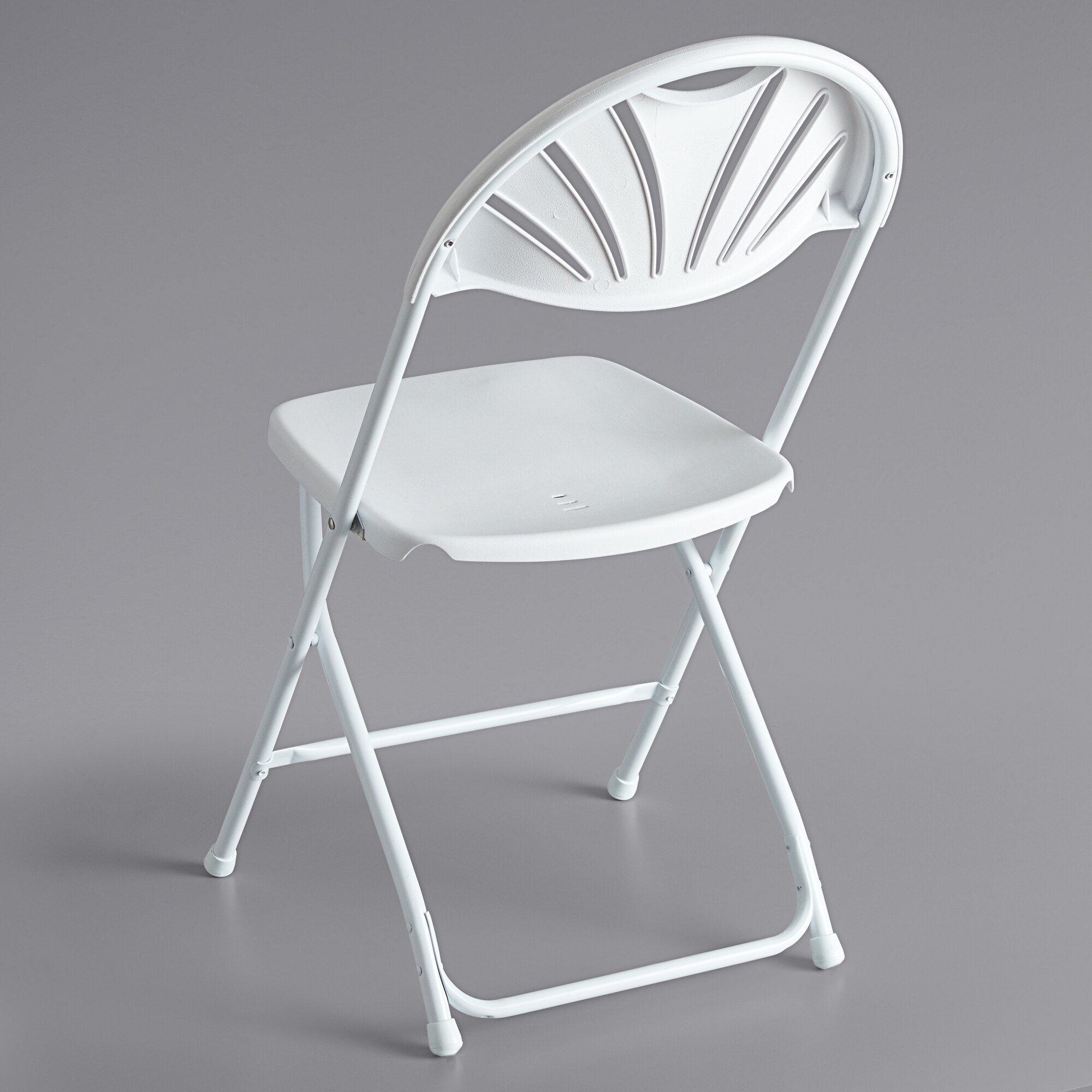 Lancaster Table & Seating White Plastic Fan Back Folding Chair