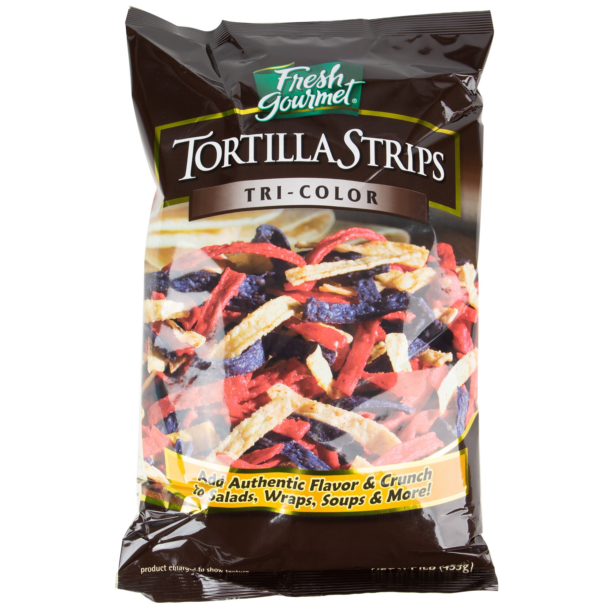 Fresh Gourmet TriColor Tortilla Strips 1 lb. Bags (10/Case)