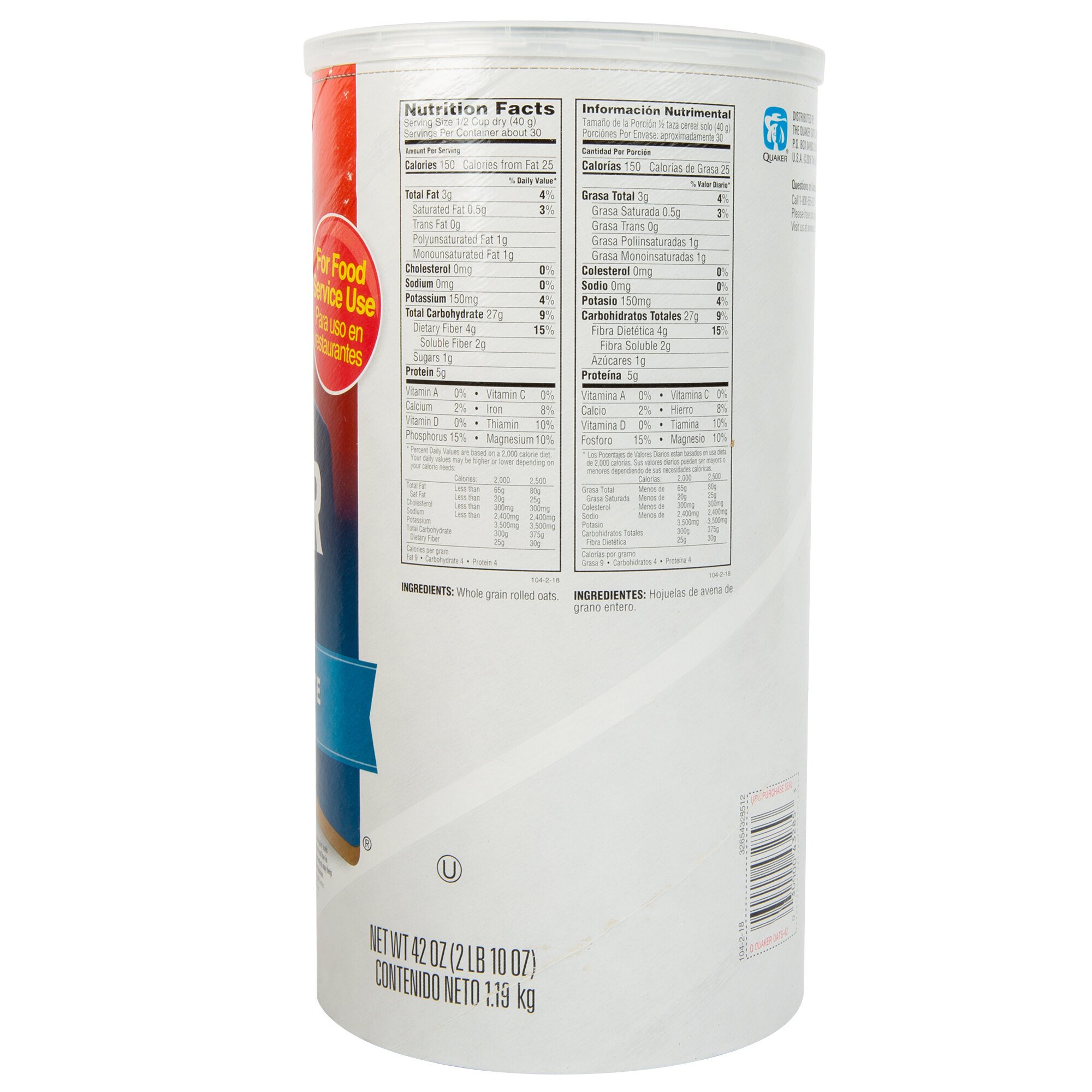 Quaker 42 oz. Quick Regular Oats 12/Case