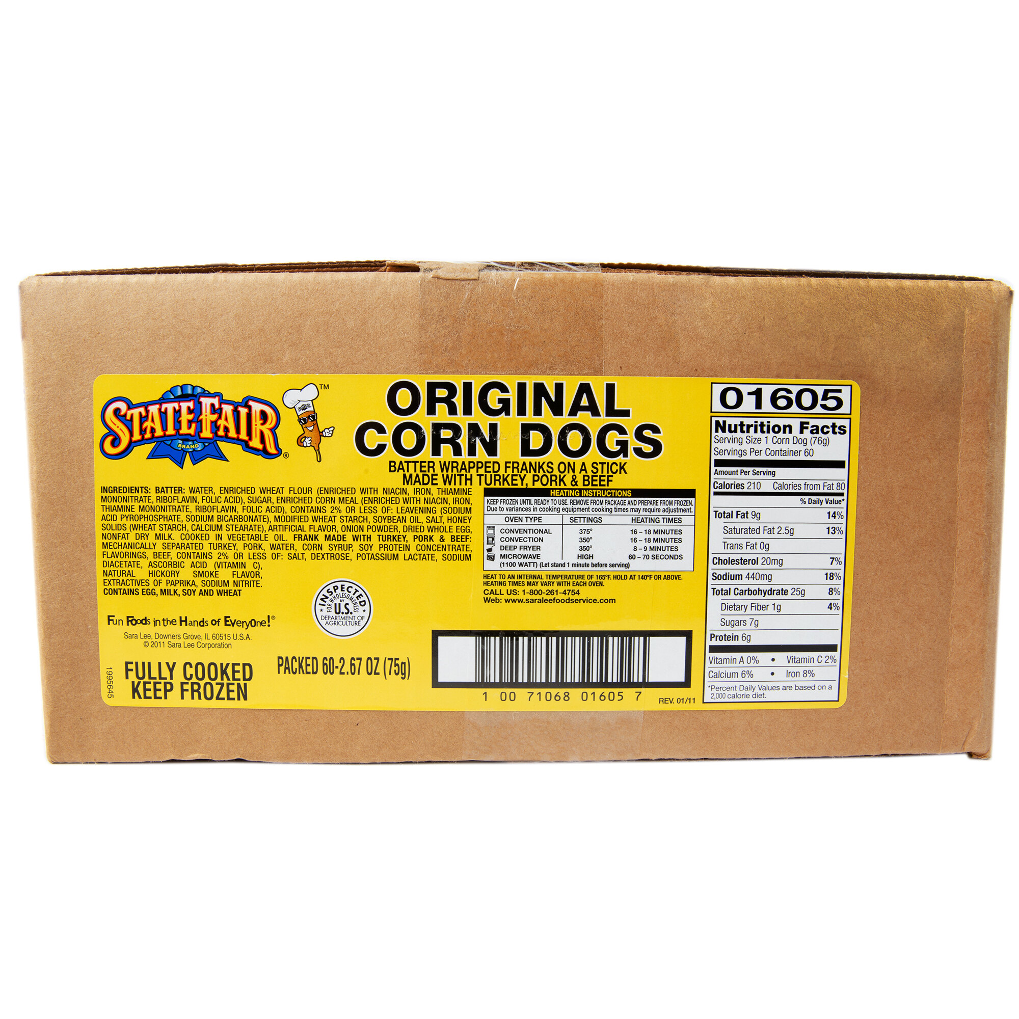 State Fair® Corn Dogs 2.6 oz. Original Bulk Corn Dogs (60/Case)