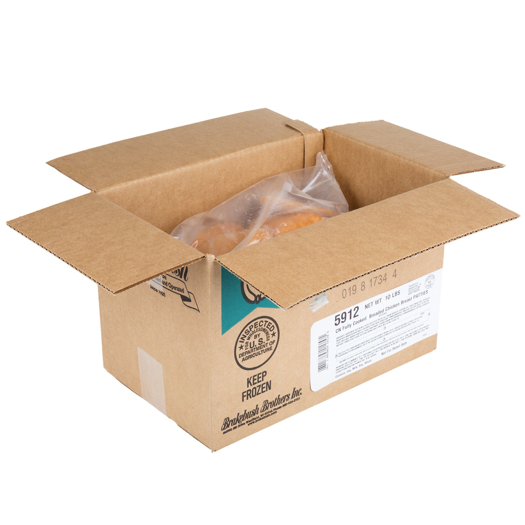 Brakebush 3.25 oz. Fully Cooked Breaded Chicken Breast Patties