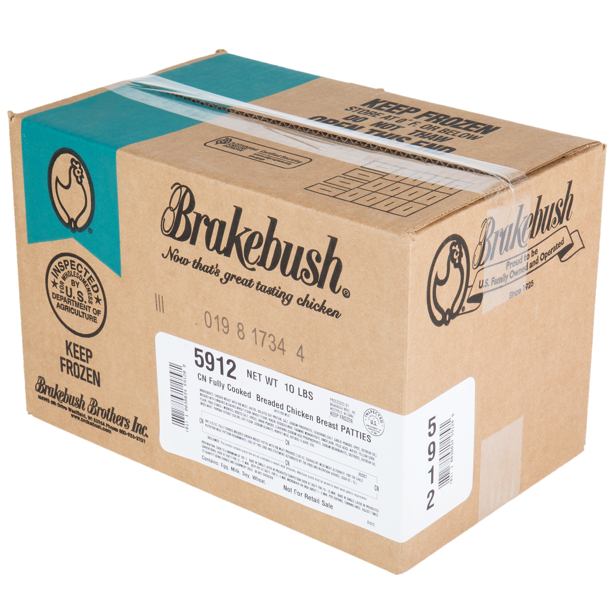 Brakebush 3.25 oz. Fully Cooked Breaded Chicken Breast Patties