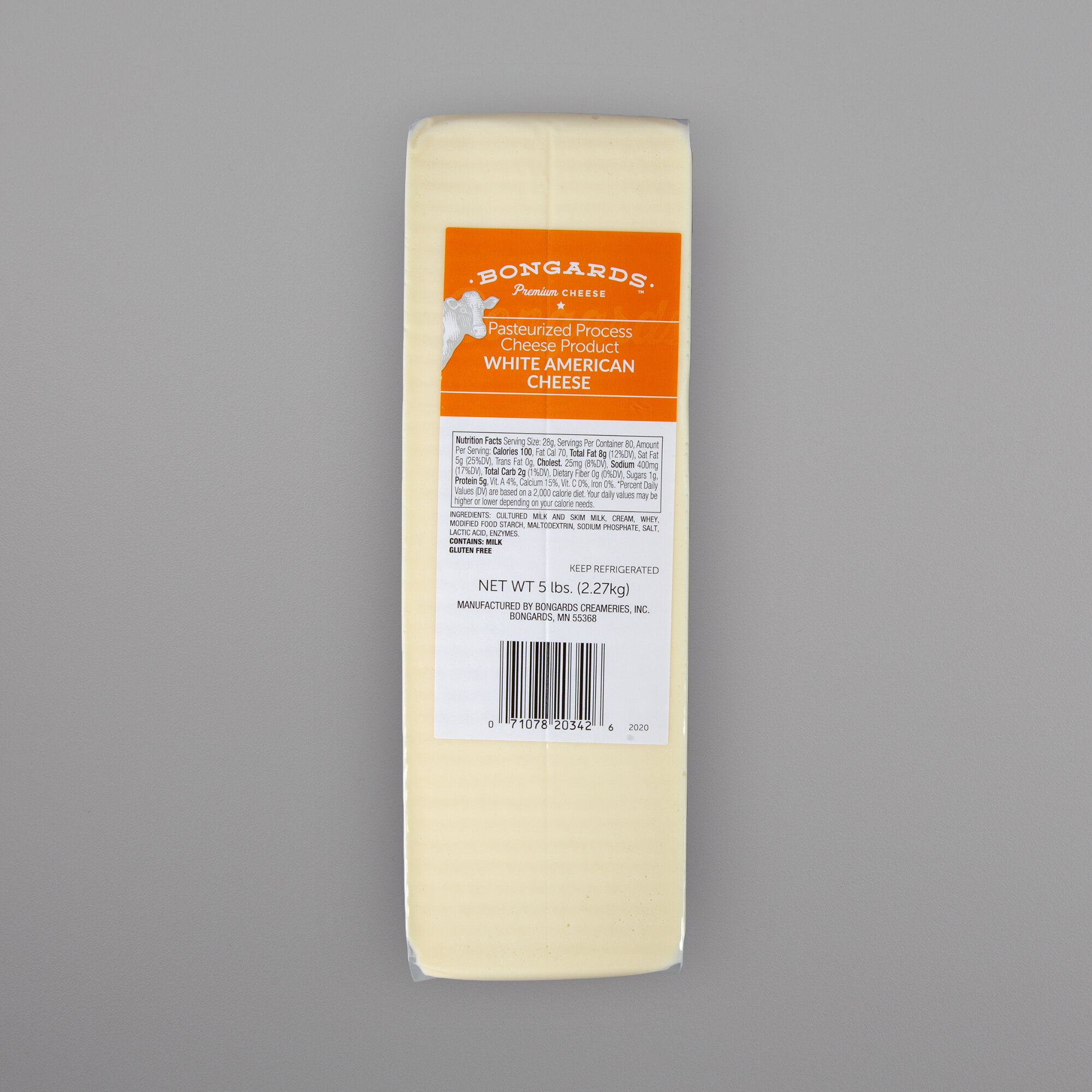 Bongards 5 lb. Solid Block White American Cheese