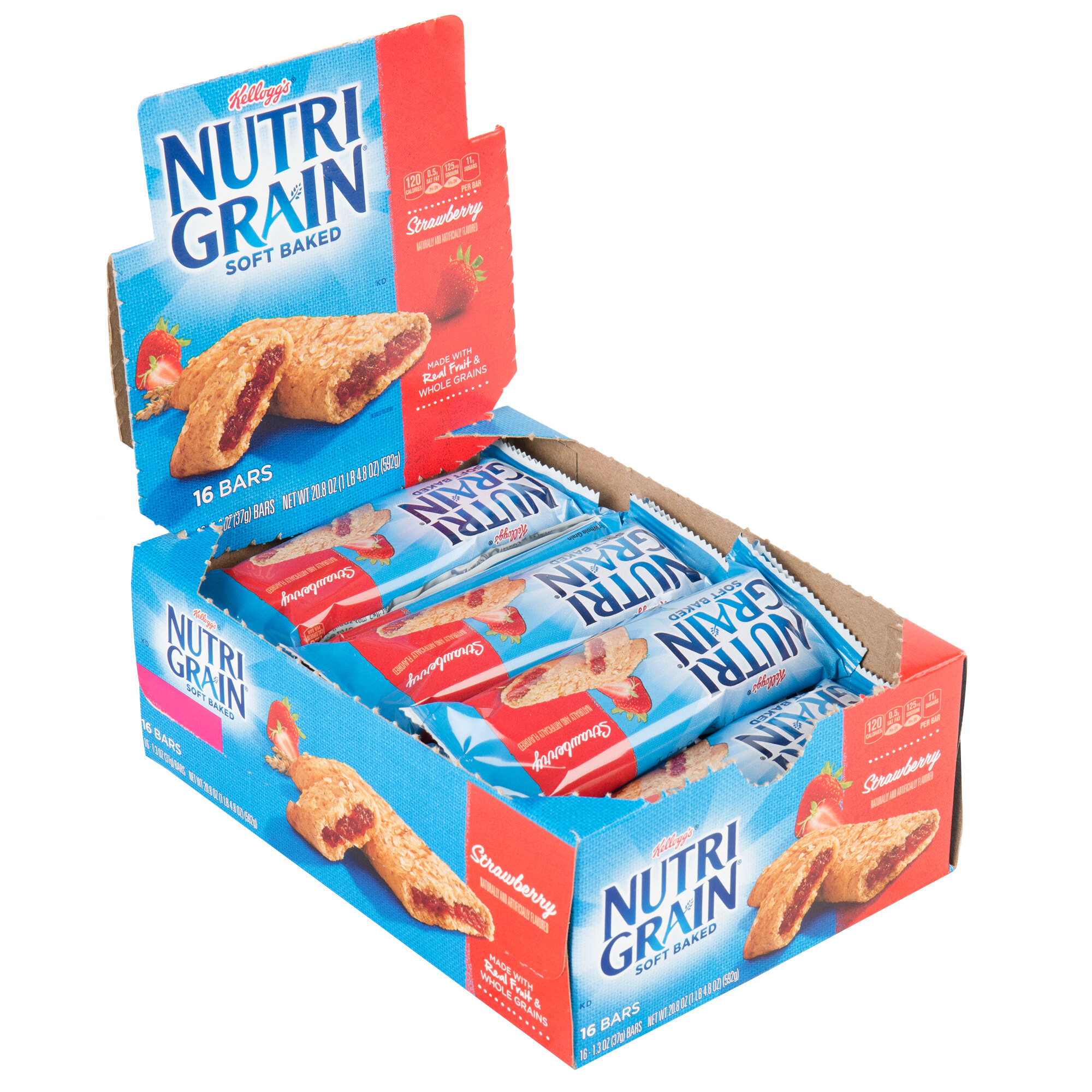 Kellogg's Strawberry Nutri Grain Cereal Bars 16Count Boxes (3/Case)