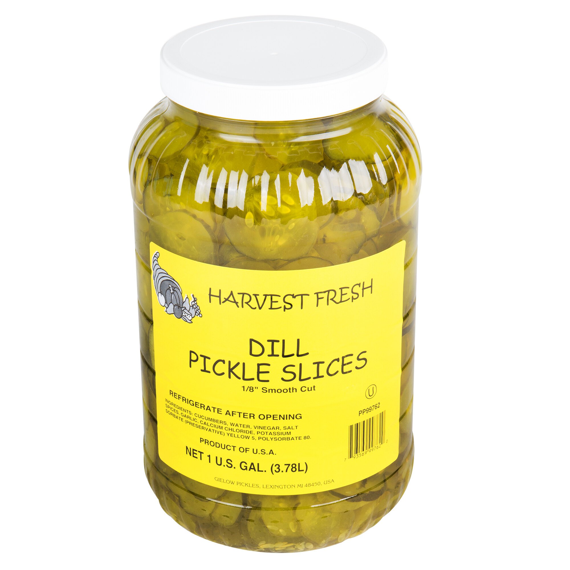 Harvest Fresh 1 Gallon Smooth Cut 1/8" Dill Pickle Slices 4/Case