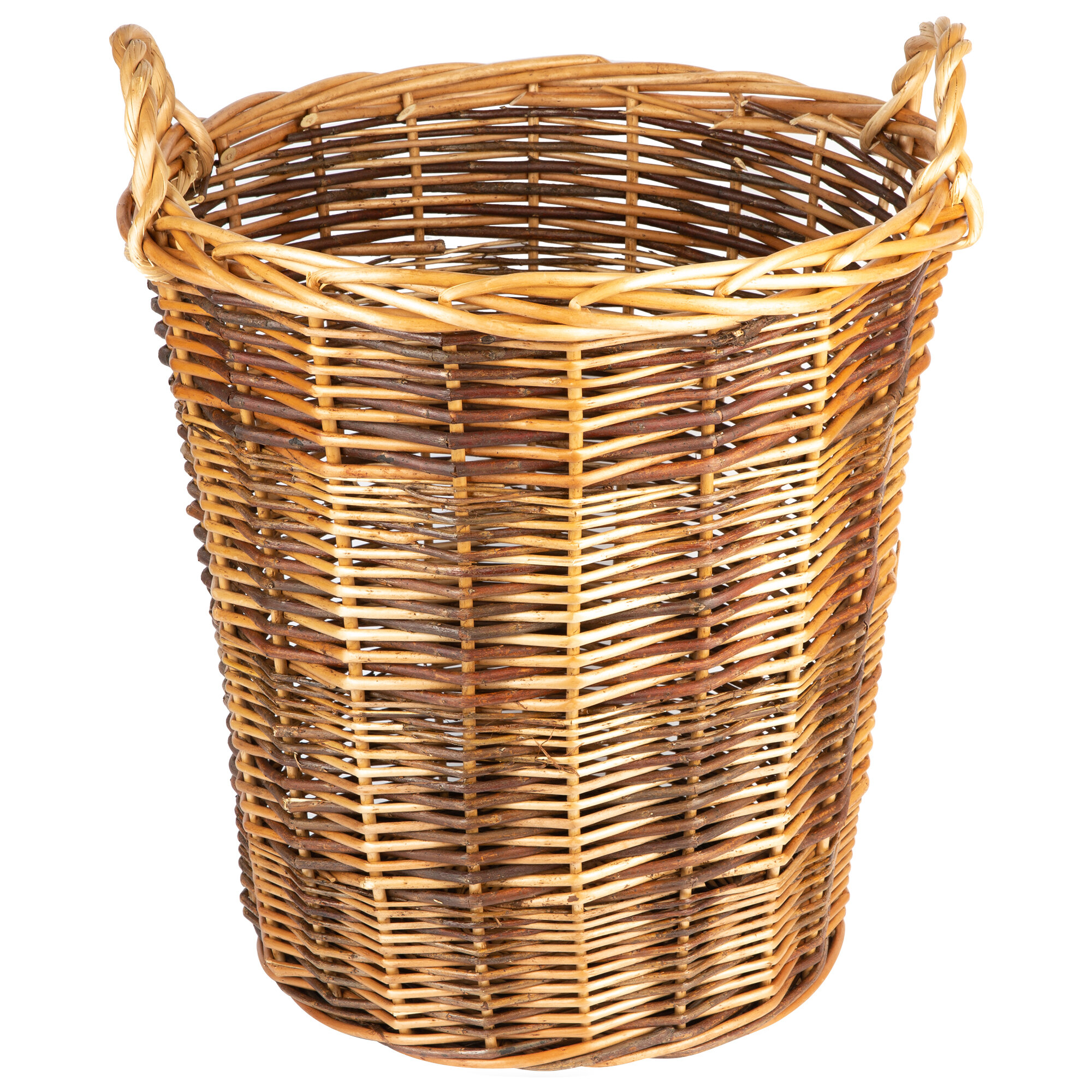 Dark Round Wicker Display Basket with Handles 20" x 22"