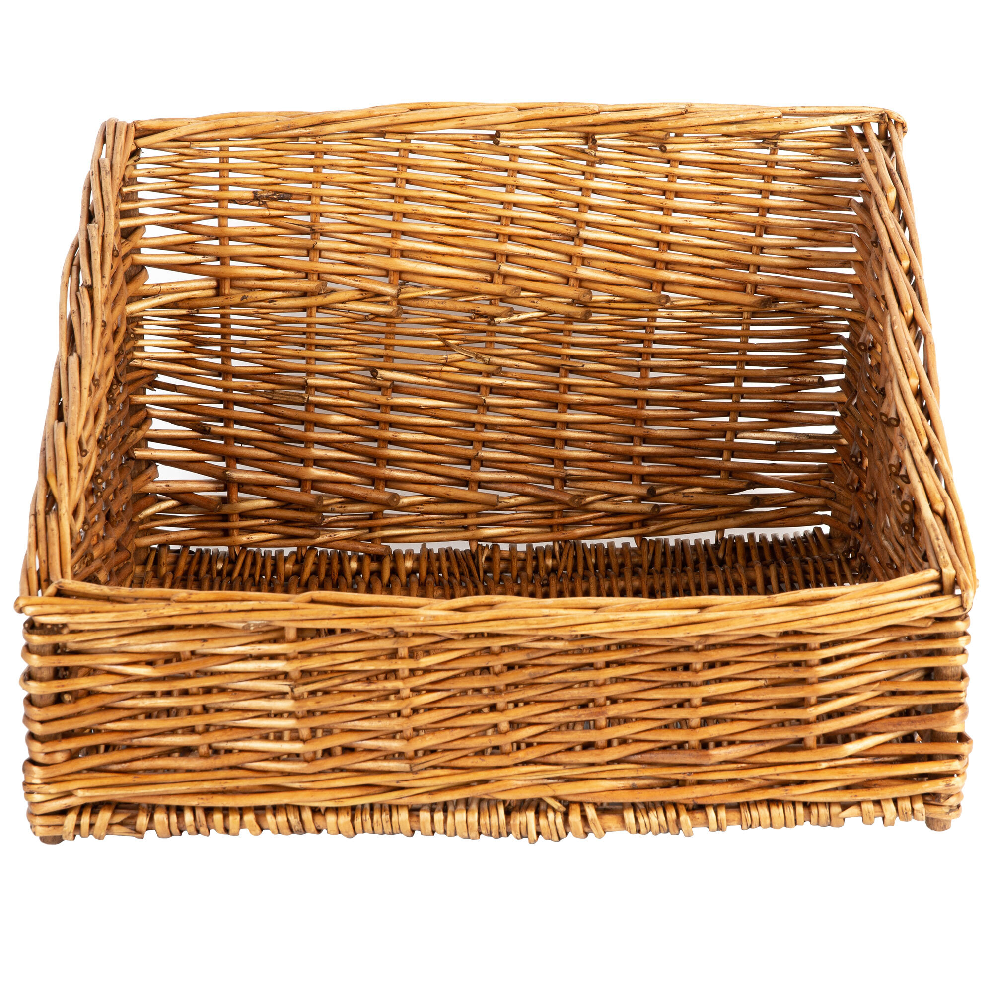 Natural Rectangular Wicker Display Basket 17" x 15" Slant Top