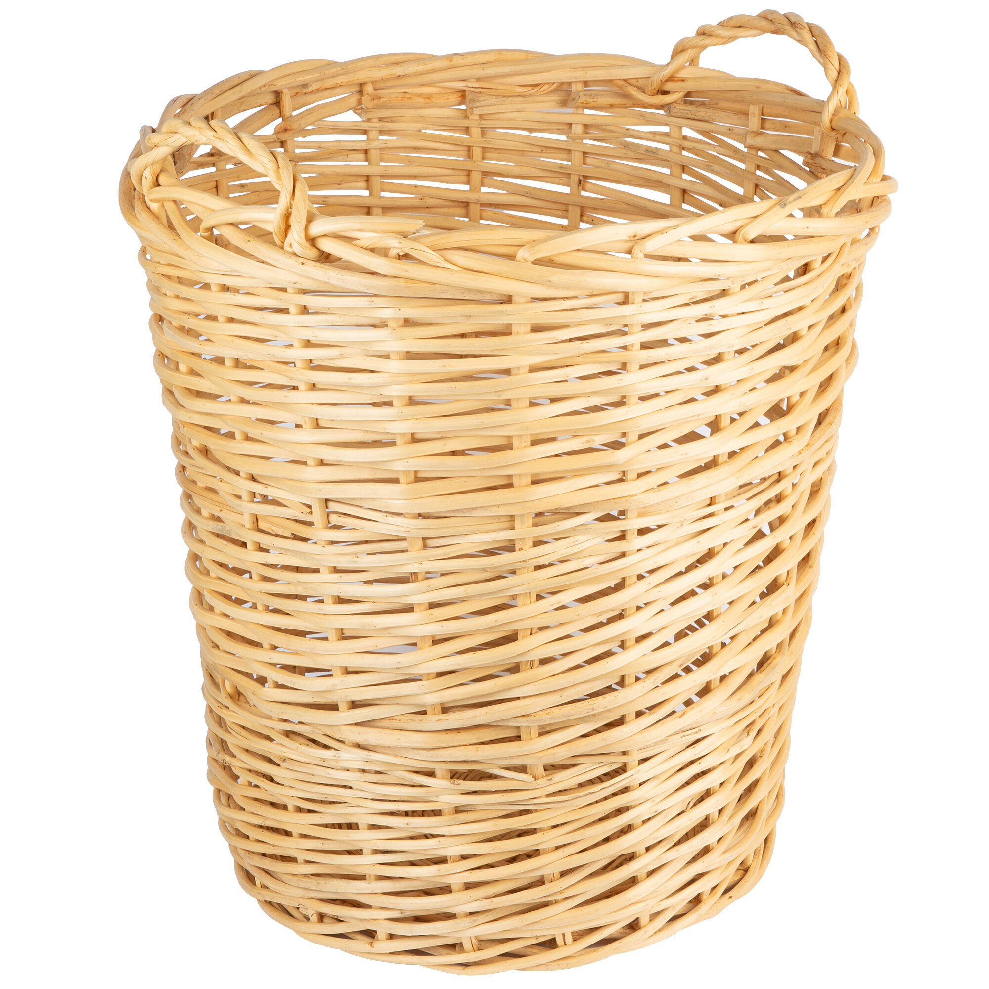 Natural Round Wicker Display Basket with Handles 20" x 22"
