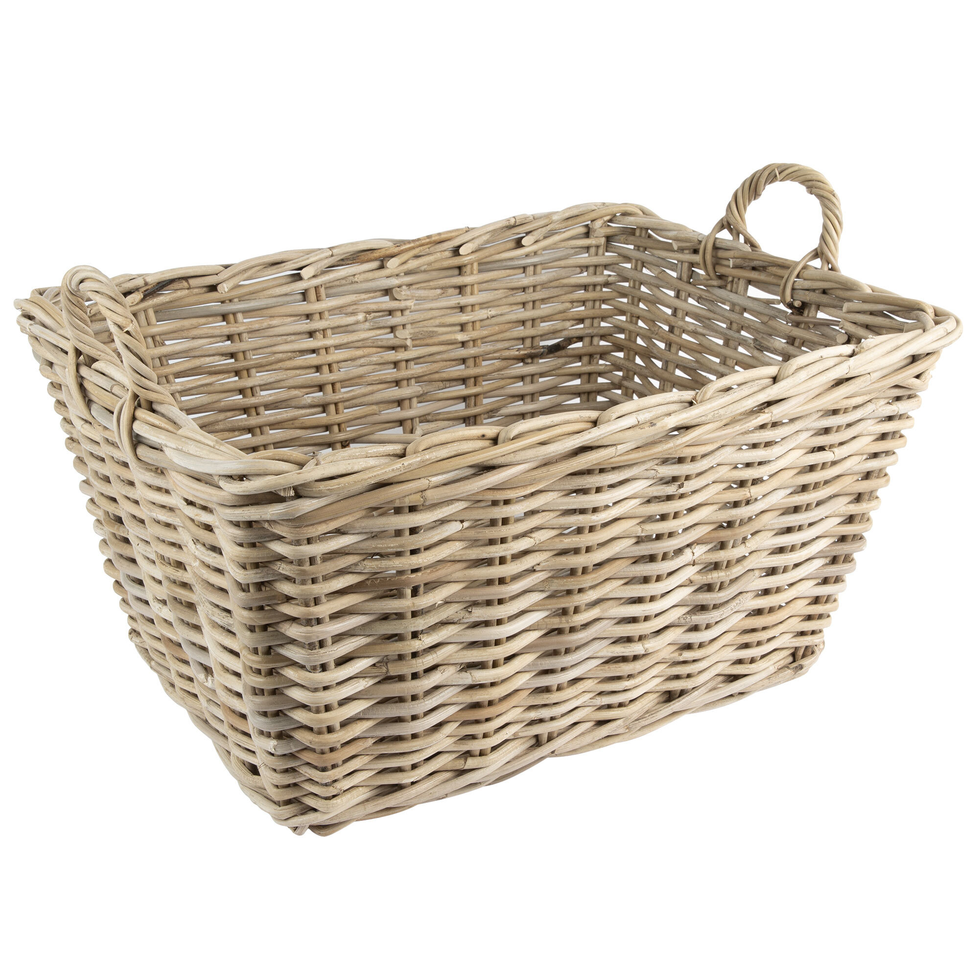 Ash Rectangular Wicker Display Basket with Handles 23" x 17" x 12"